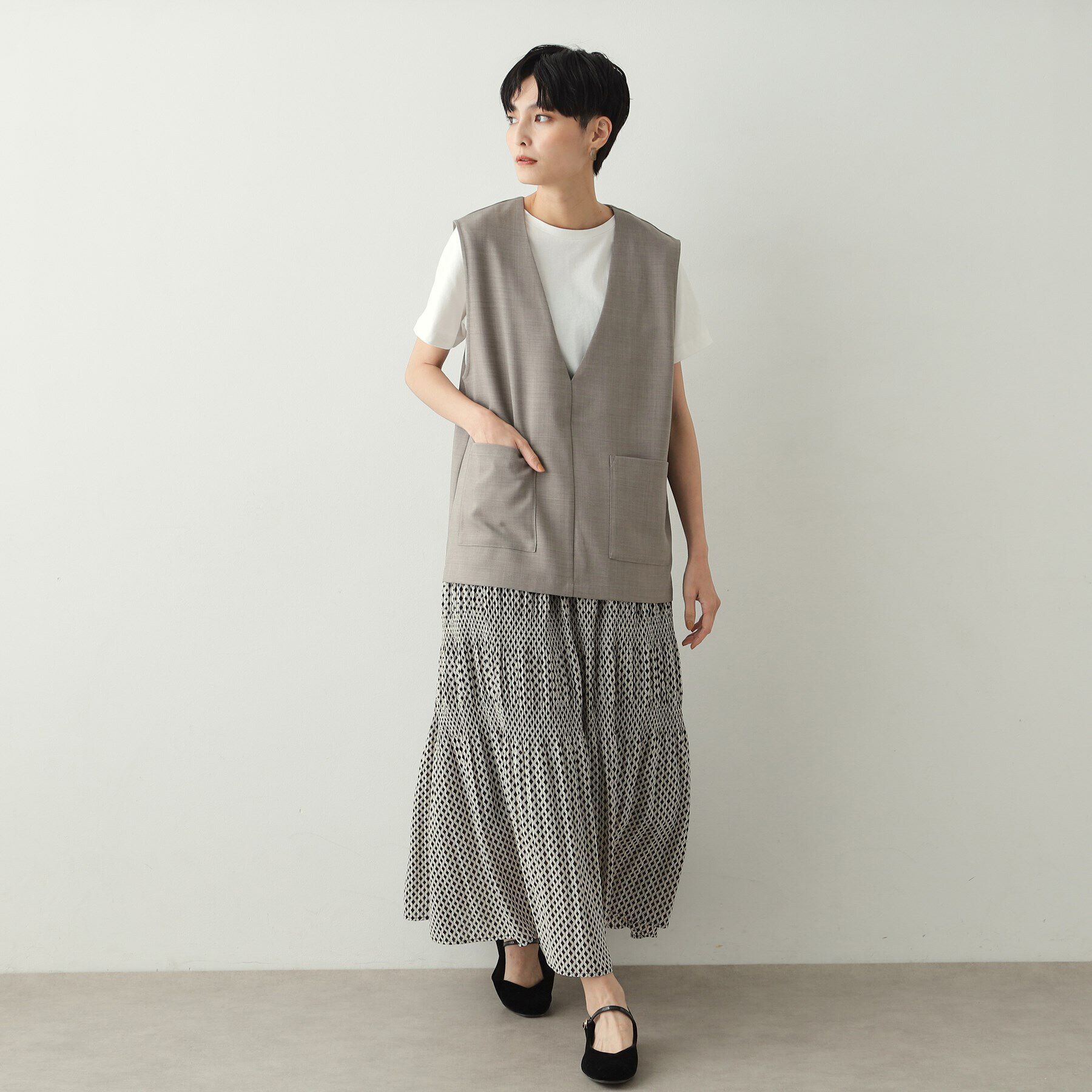 OPAQUE.CLIP「Vネックプルオーバージレ【洗濯機洗い可】」|ベスト・ジレ|