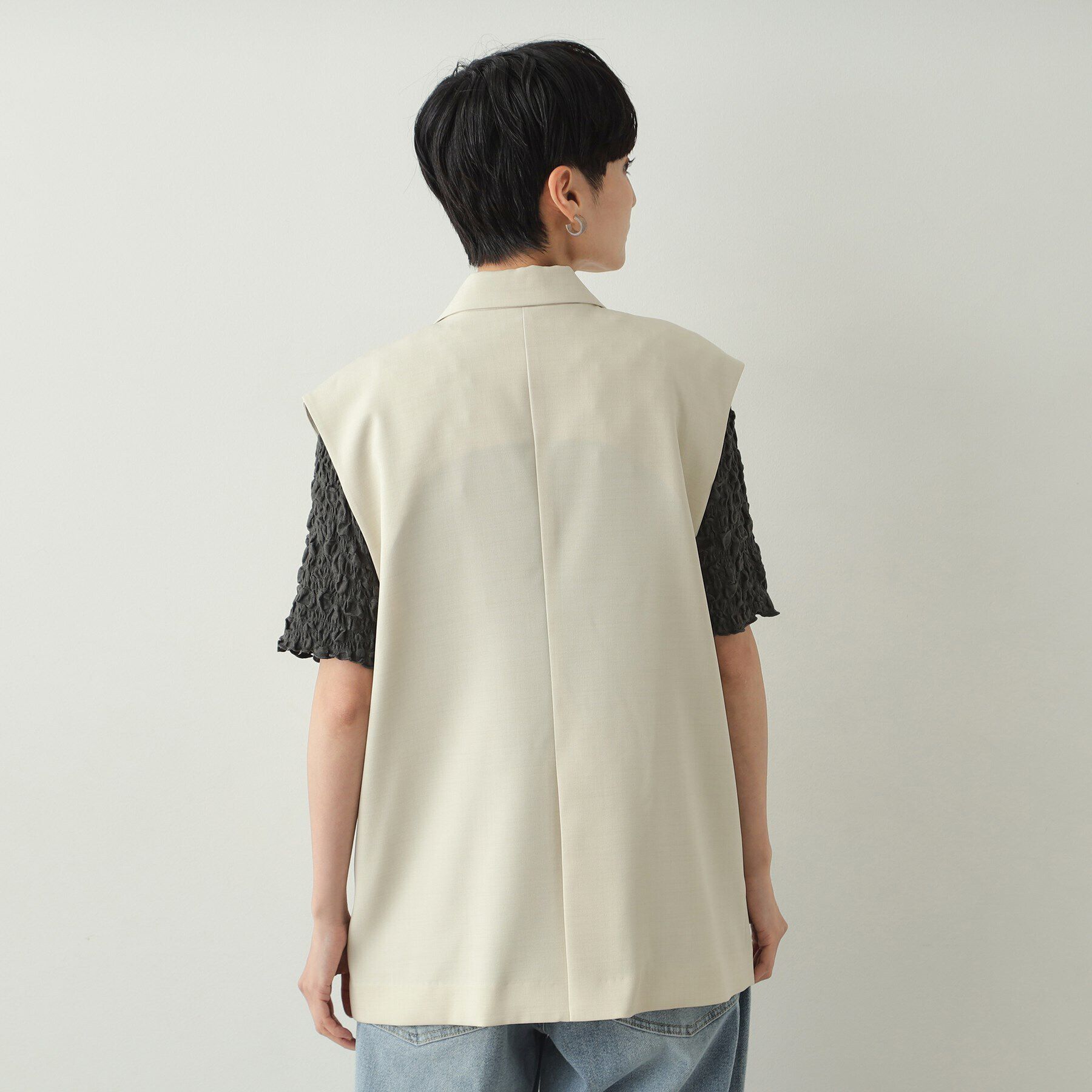 OPAQUE.CLIP「《美人百花掲載》テーラードダブルジレ【洗濯機洗い可】」|ベスト・ジレ|