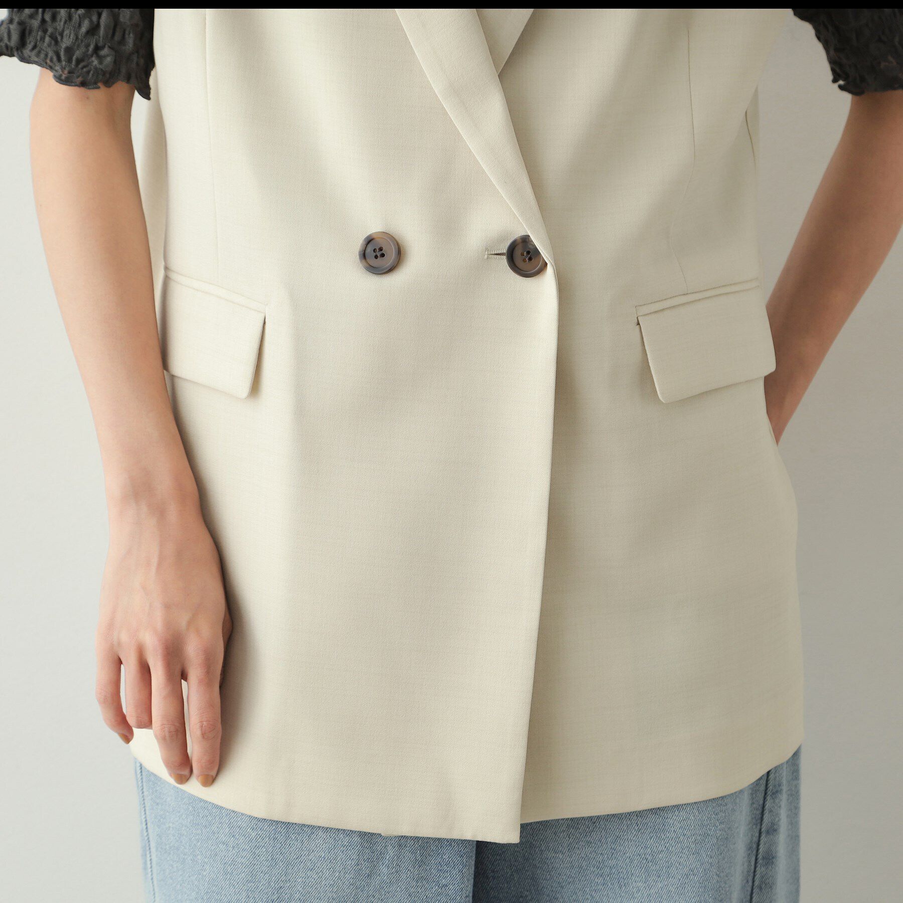 OPAQUE.CLIP「《美人百花掲載》テーラードダブルジレ【洗濯機洗い可】」|ベスト・ジレ|