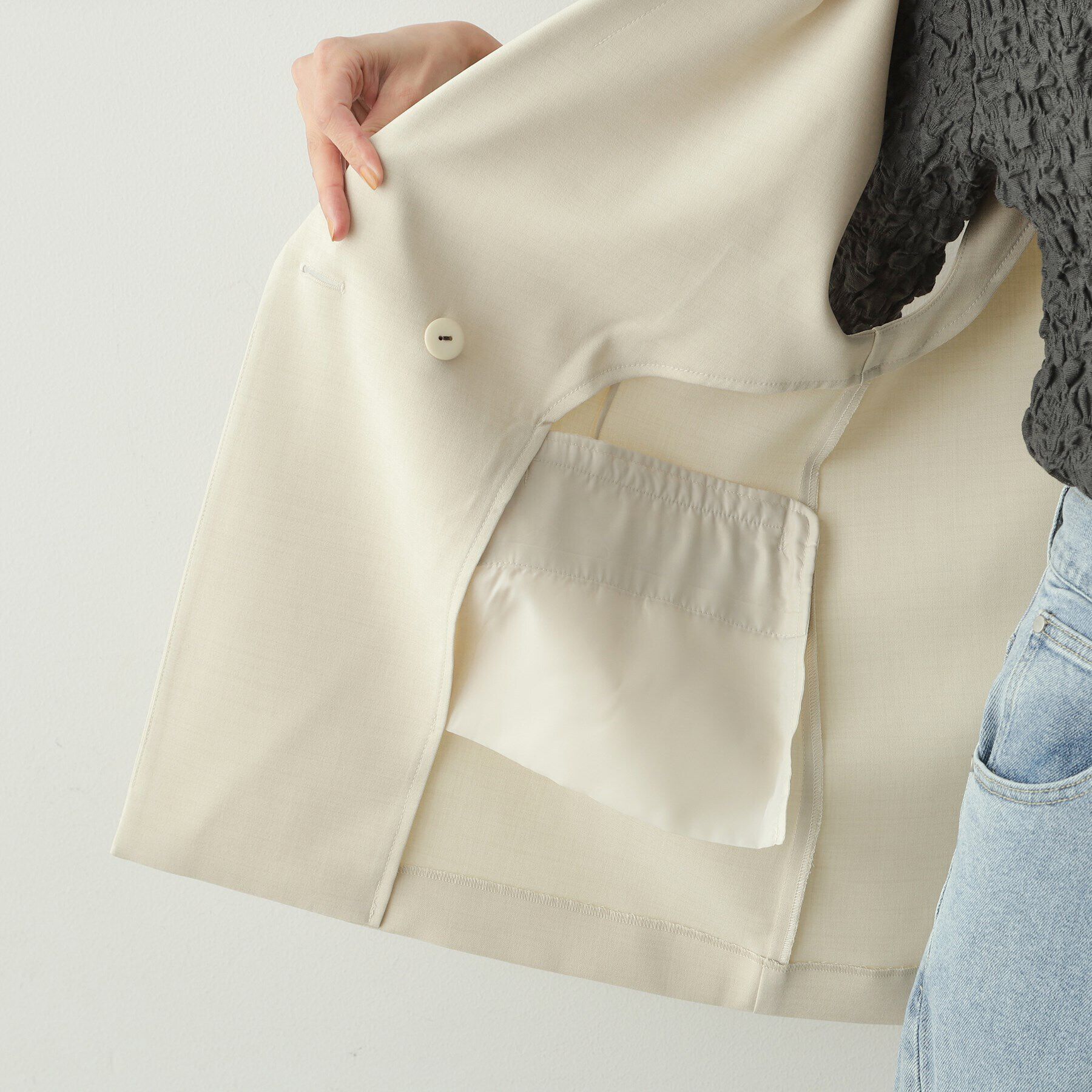 OPAQUE.CLIP「《美人百花掲載》テーラードダブルジレ【洗濯機洗い可】」|ベスト・ジレ|