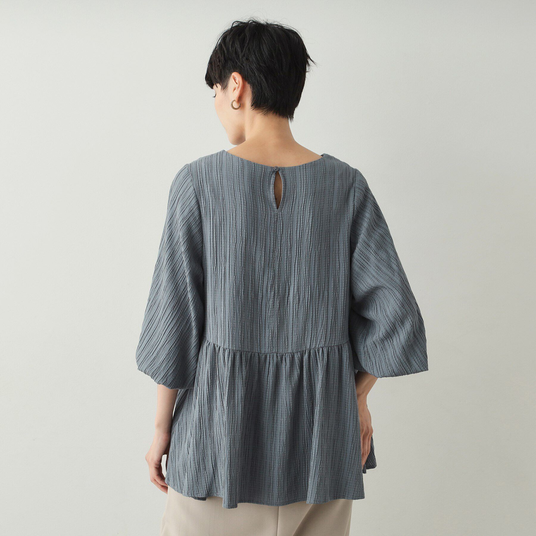 OPAQUE.CLIP「ジャカードペプラムブラウス【洗濯機洗い可】」|シャツ・ブラウス|