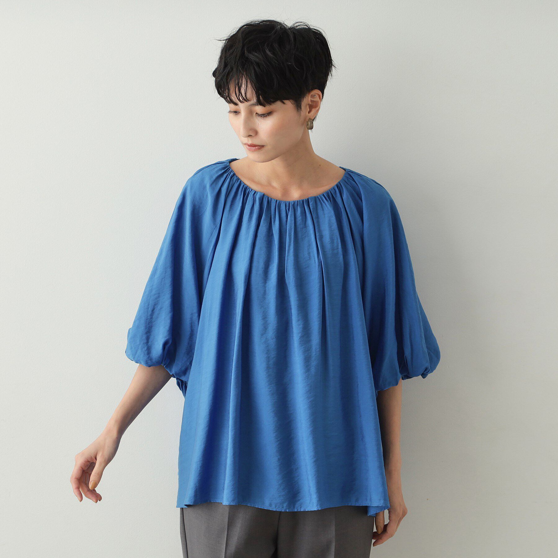 OPAQUE.CLIP「バルーンスリーブギャザーブラウス【洗濯機洗い可】」|シャツ・ブラウス|