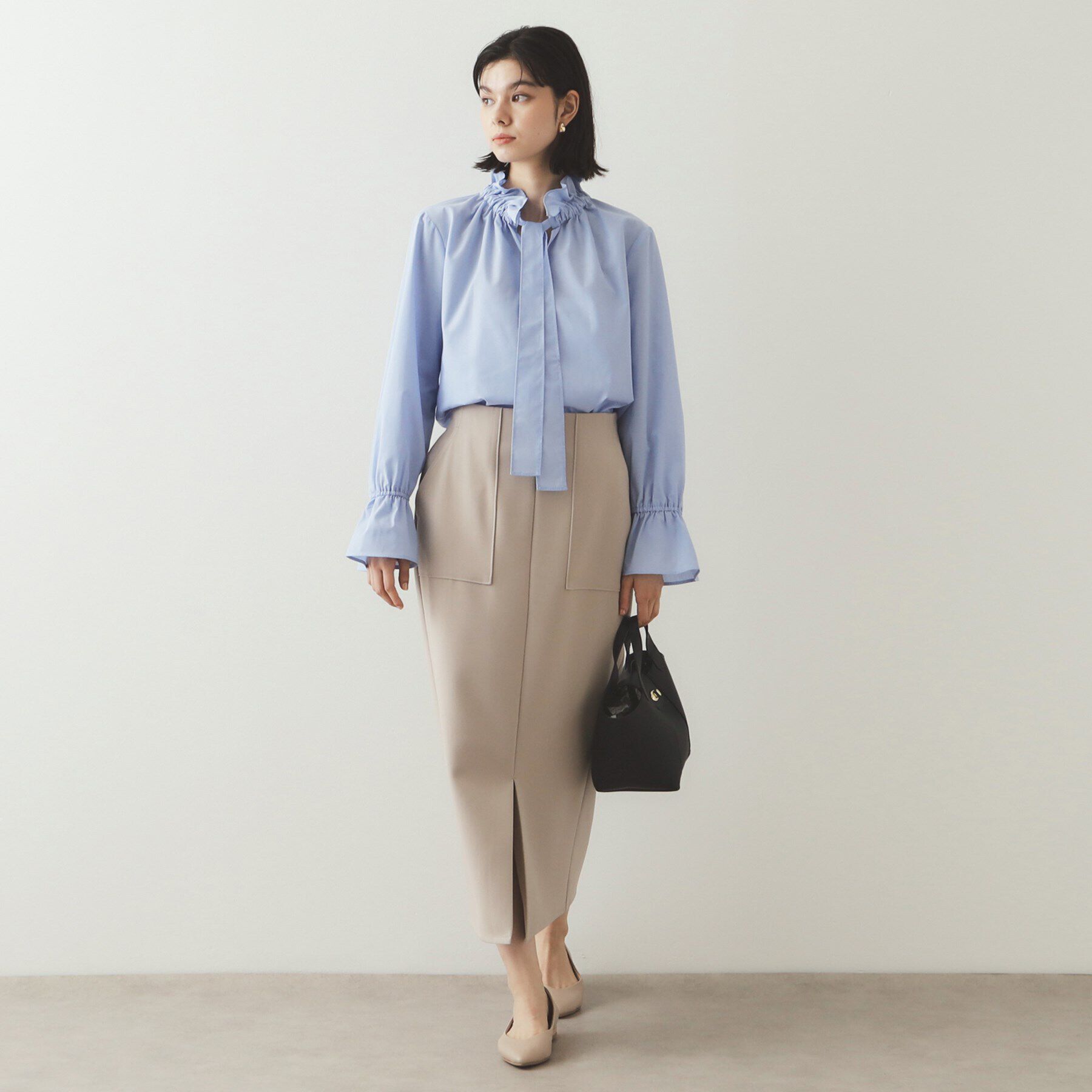 OPAQUE.CLIP「ボウタイフリルブラウス【洗濯機洗い可】」|シャツ・ブラウス|