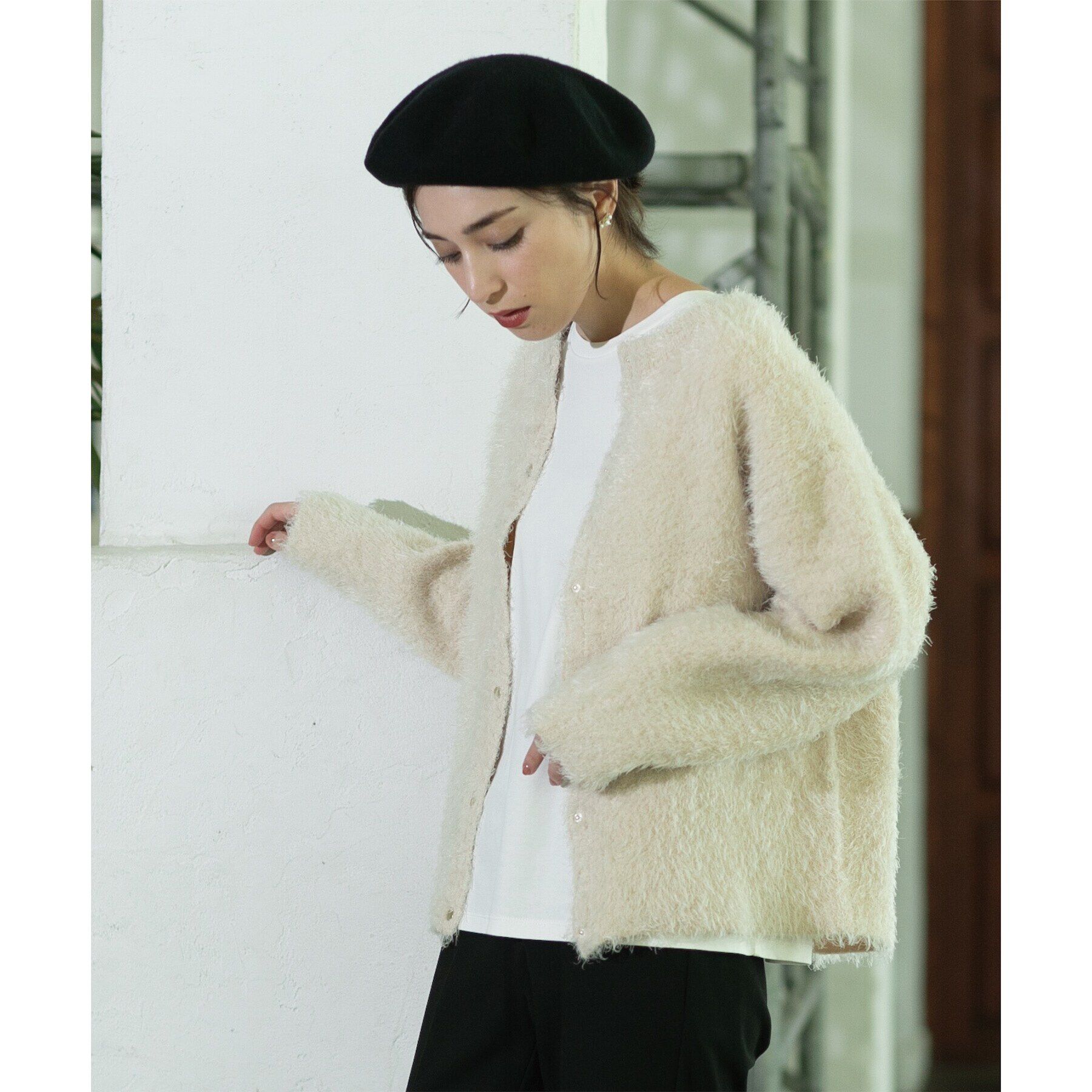 OPAQUE.CLIP「《BAILA掲載》シャギーニットミドルカーディガン【洗濯機洗い可】」|カーディガン|