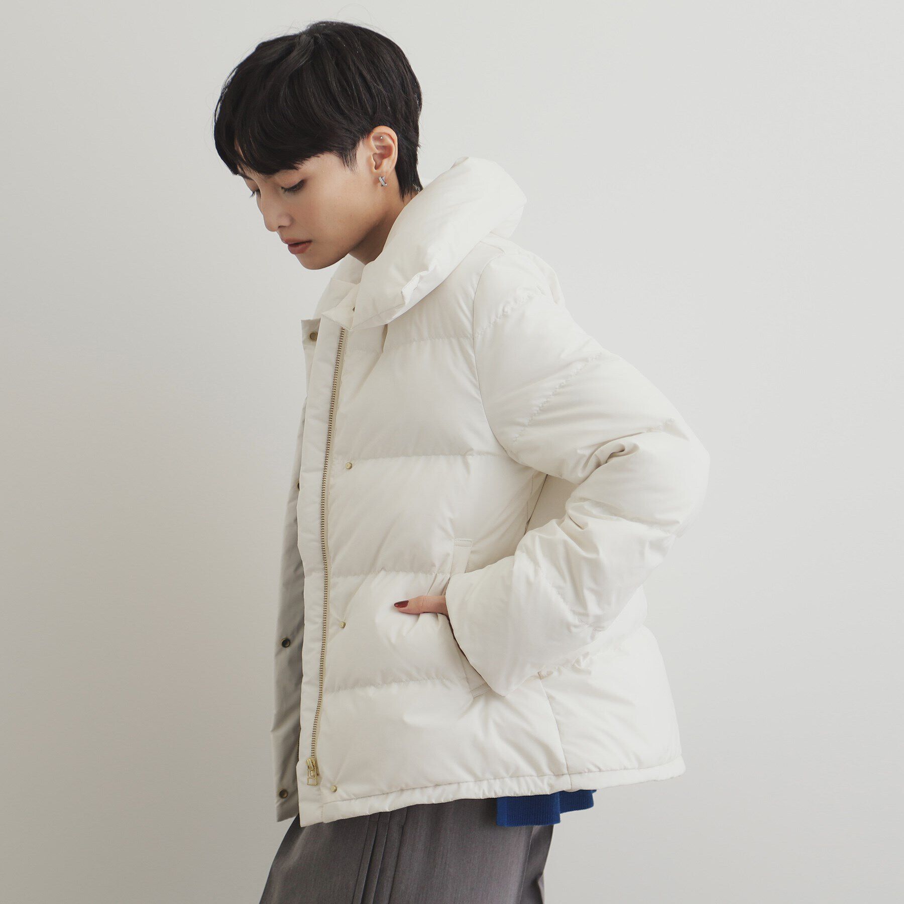 OPAQUE.CLIP「《SS-LLsize》襟取り外し可/ショートダウンジャケット【洗濯機洗い可/撥水/防風/抗菌加工】」|ダウン|