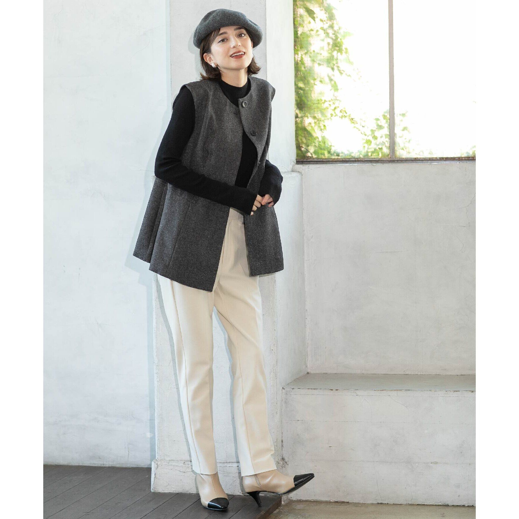 OPAQUE.CLIP「ウールライクペプラムジレ【洗濯機洗い可】」|ベスト・ジレ|