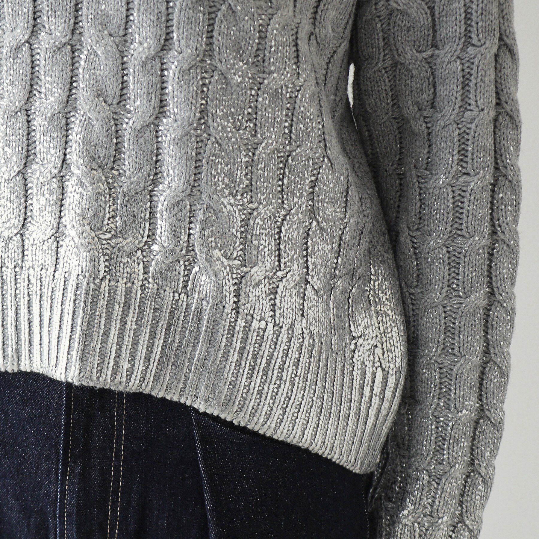 OPAQUE.CLIP「箔プリントケーブルニット【洗える】」|ニット・セーター|