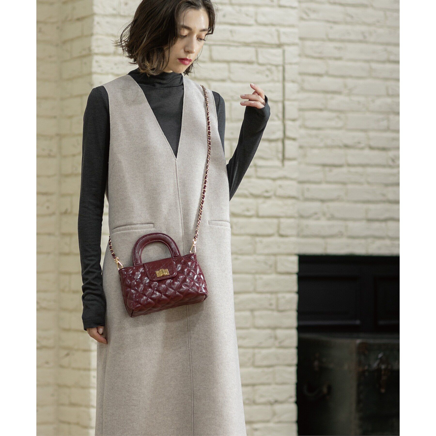 OPAQUE.CLIP「ウールライクメルトン ジャンパードレス【洗濯機洗い可】」|ワンピース|