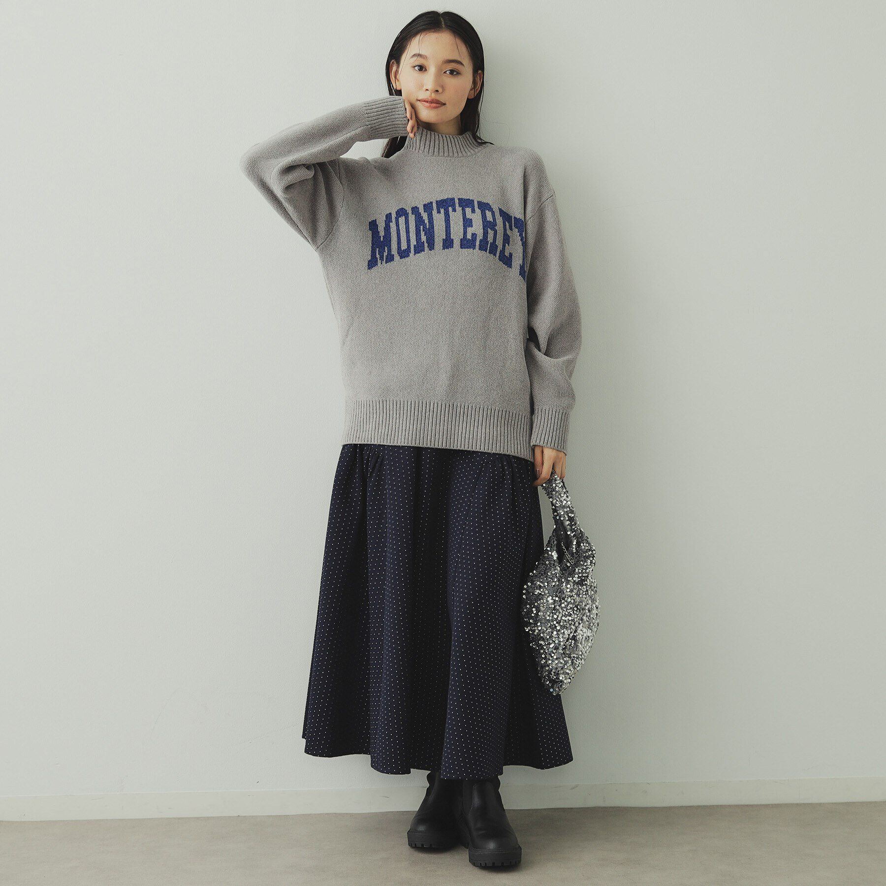 OPAQUE.CLIP「モールロゴジャカードニット【洗濯機洗い可】」|ニット・セーター|