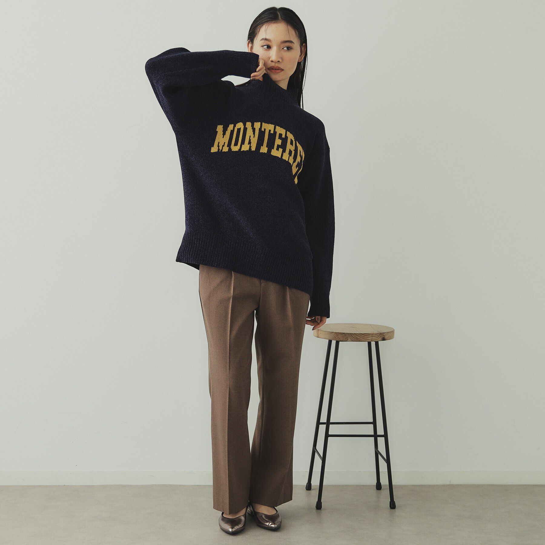 OPAQUE.CLIP「モールロゴジャカードニット【洗濯機洗い可】」|ニット・セーター|