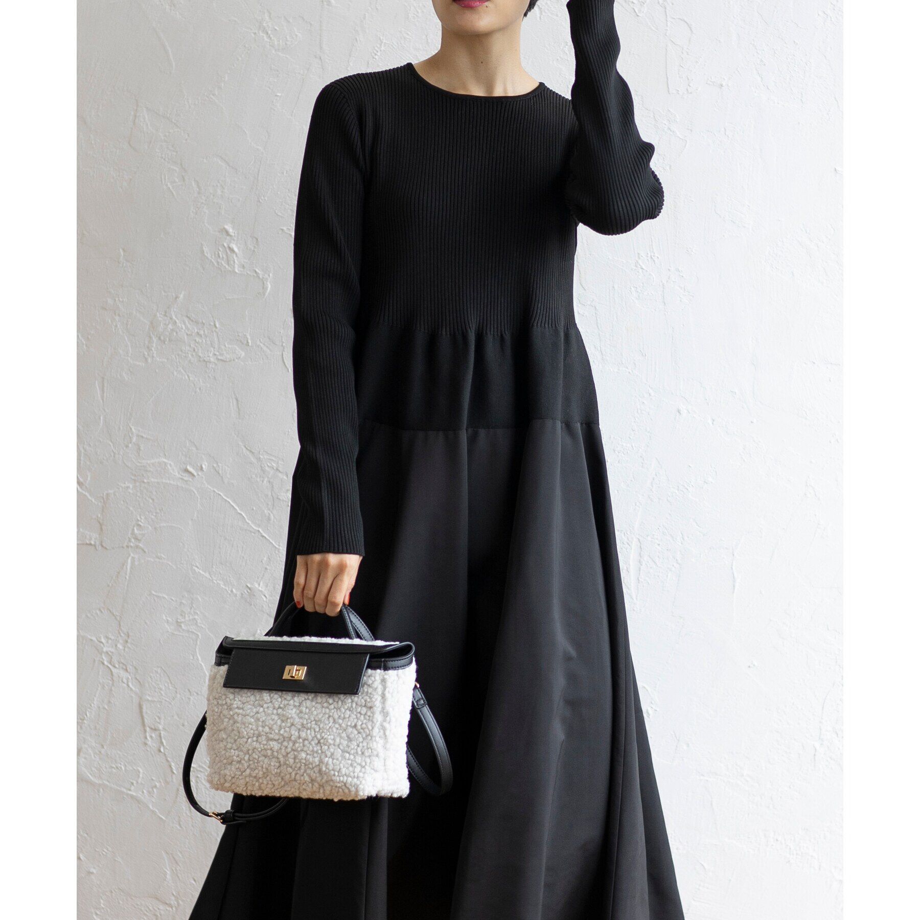 OPAQUE.CLIP「【2WAY】ボアトリミングスクエアデザインバッグ」|ハンドバッグ|