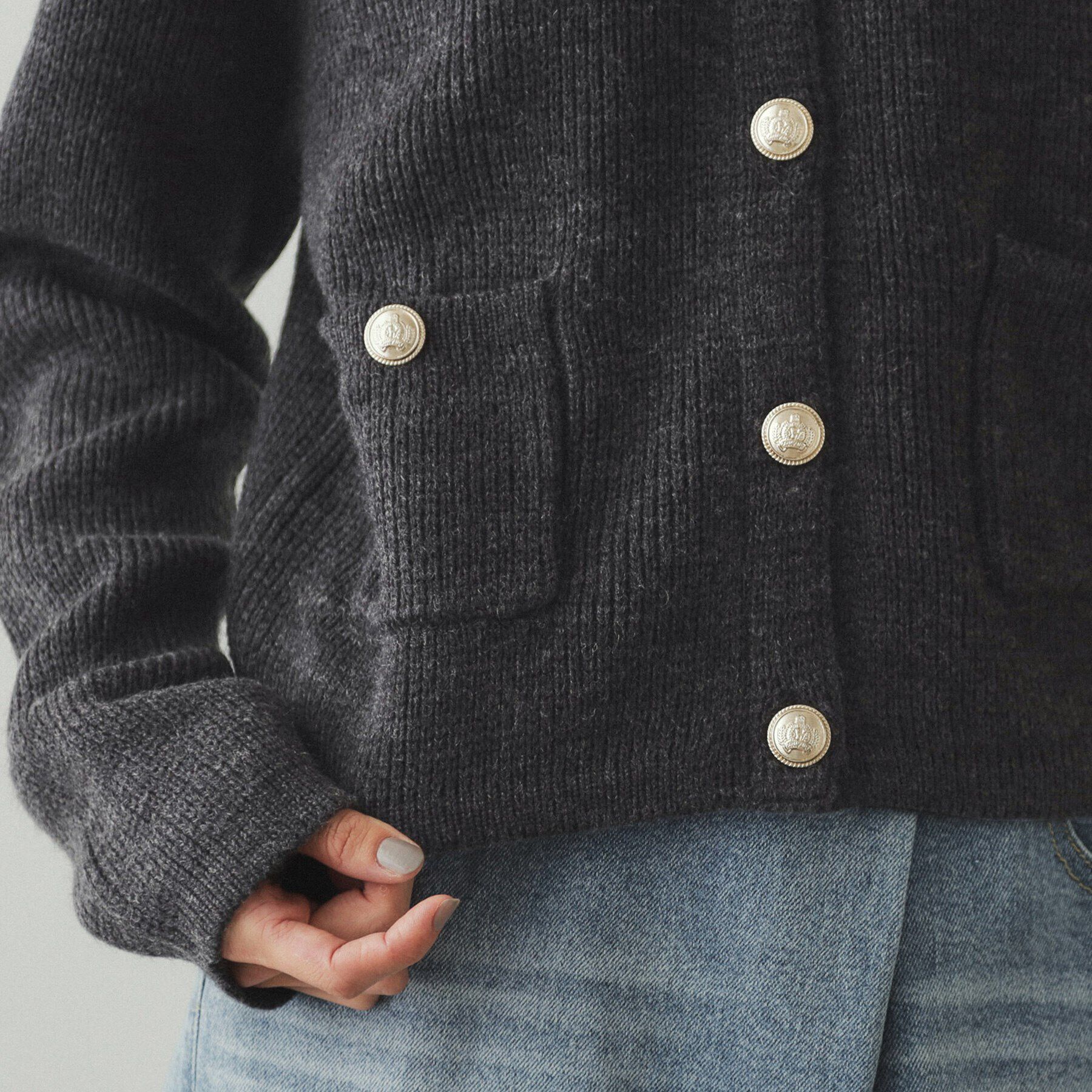 OPAQUE.CLIP「《美人百花掲載》金ボタンミラノリブニットカーディガン【洗える】」|カーディガン|