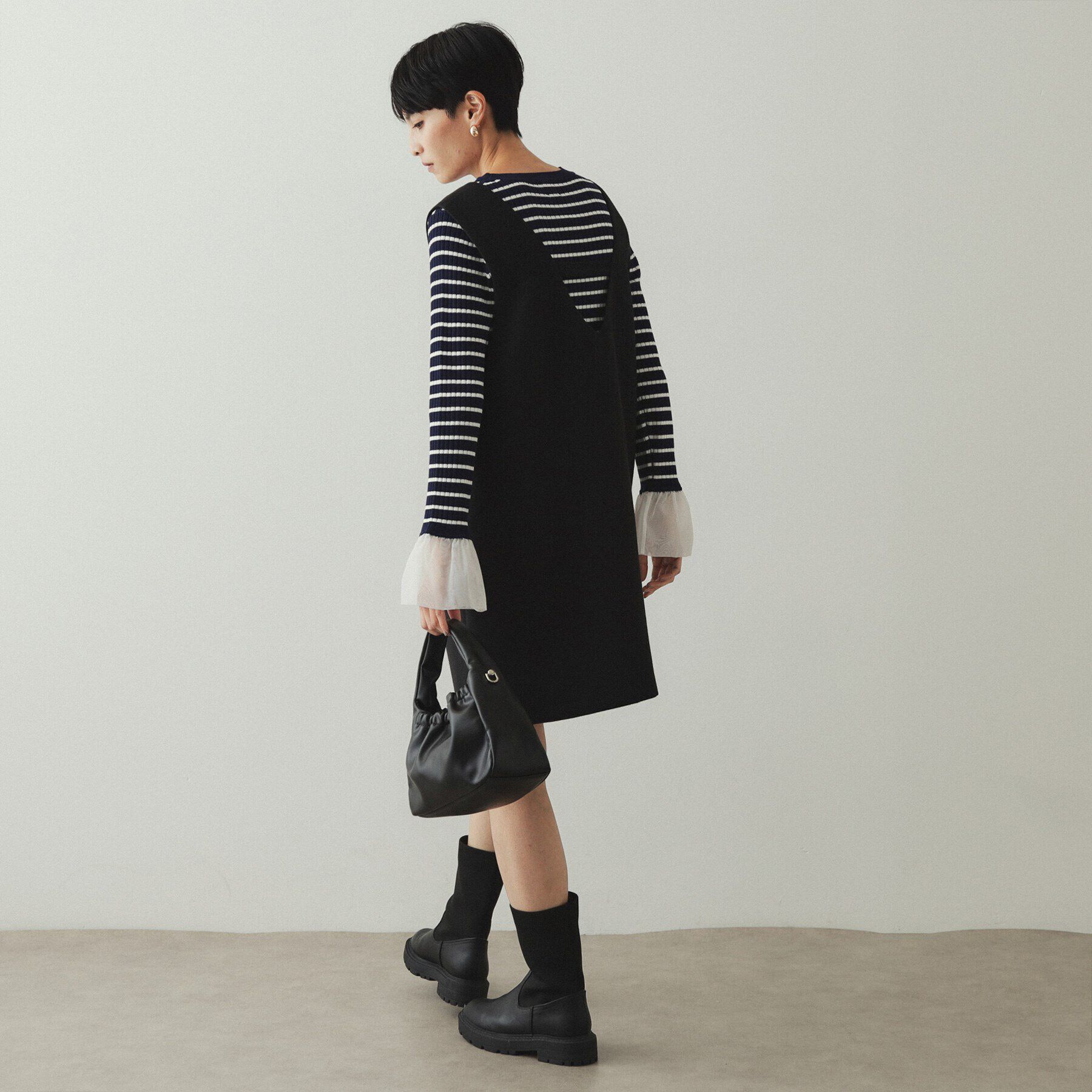 OPAQUE.CLIP「ウールライク Vネックミニジャンスカ【洗濯機洗い可】」|ワンピース|