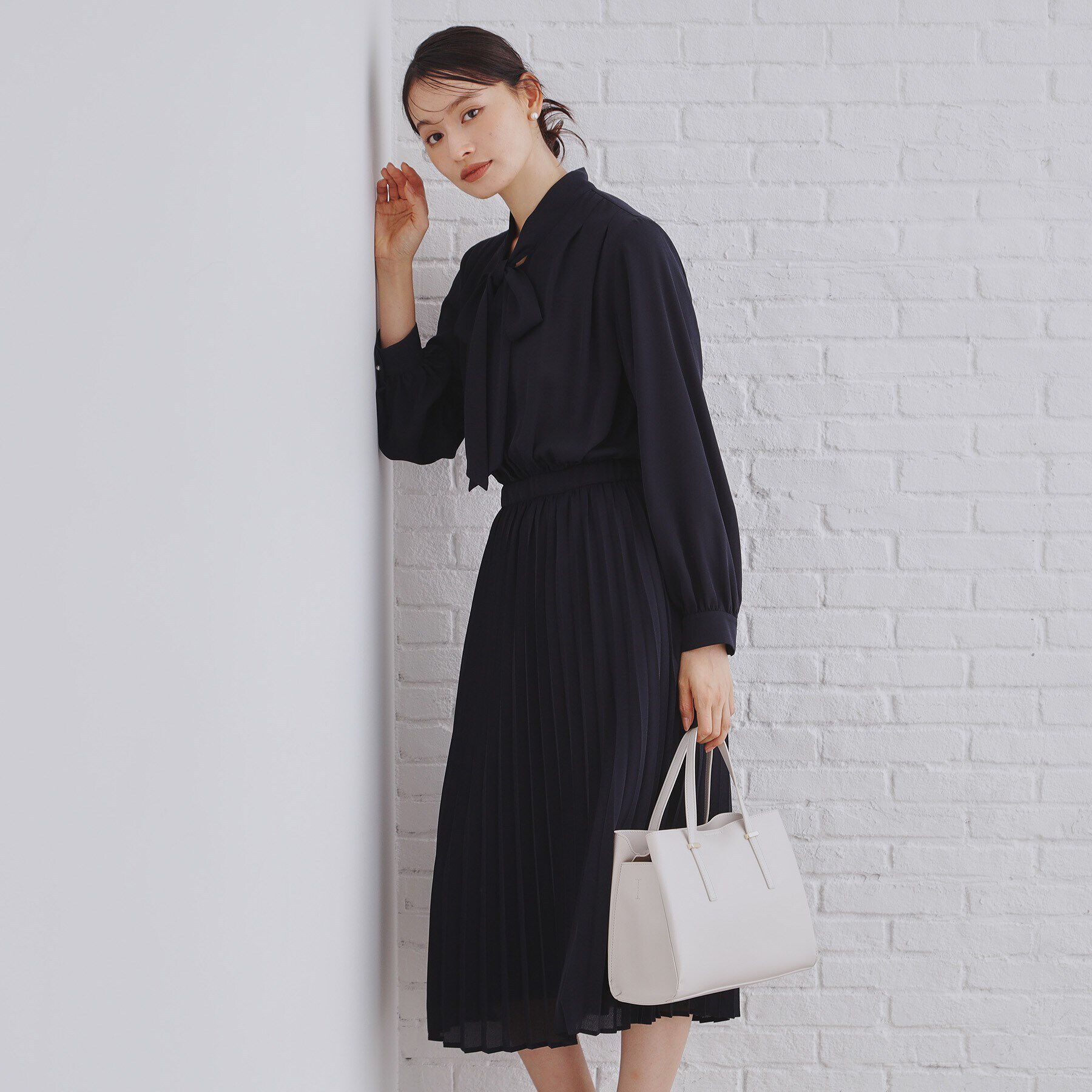 OPAQUE.CLIP「《通勤・セレモニー対応》ジョーゼットプリーツワンピース【洗える】」|ワンピース|