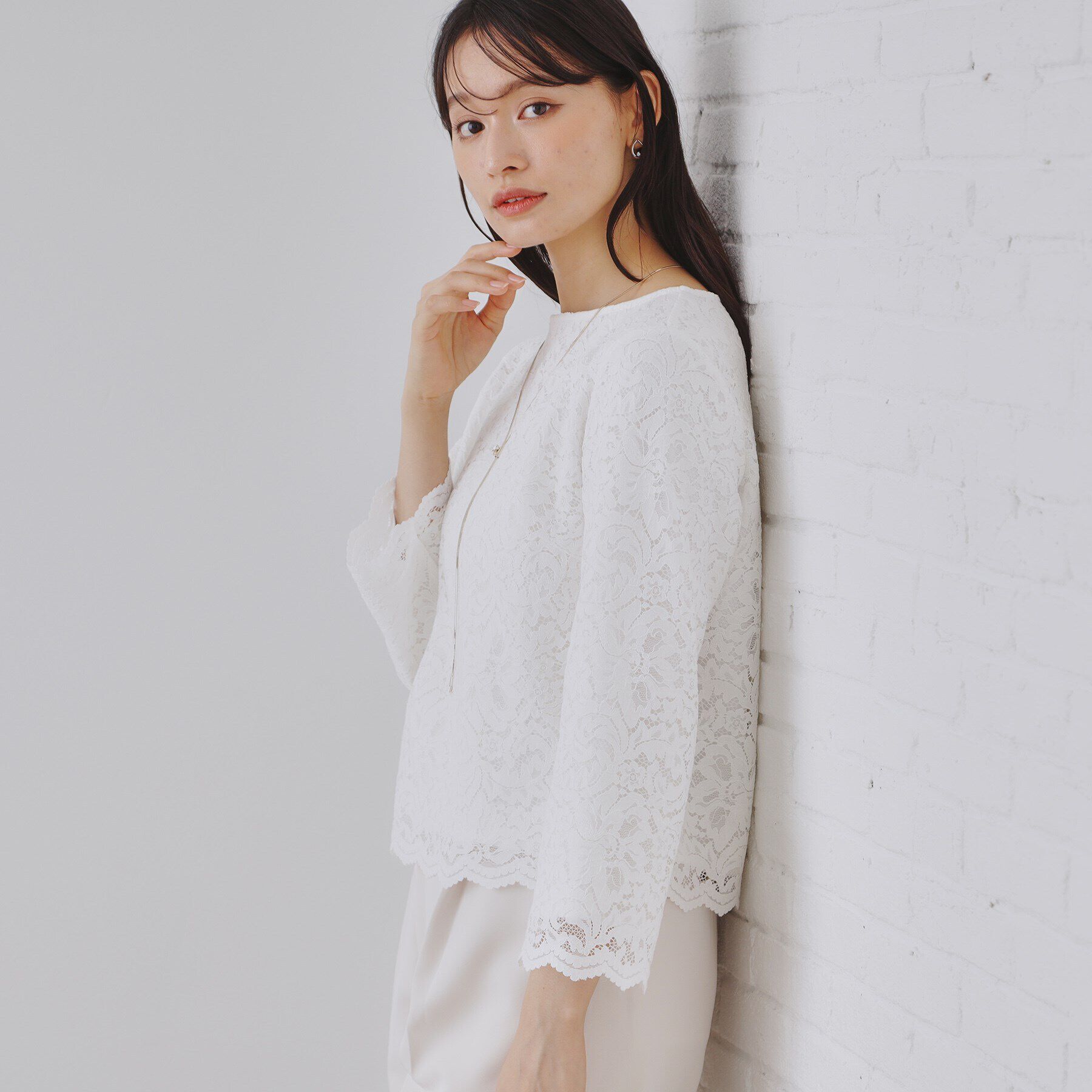 OPAQUE.CLIP「《通勤・セレモニー対応》レースブラウス【洗濯機洗い可】」|シャツ・ブラウス|