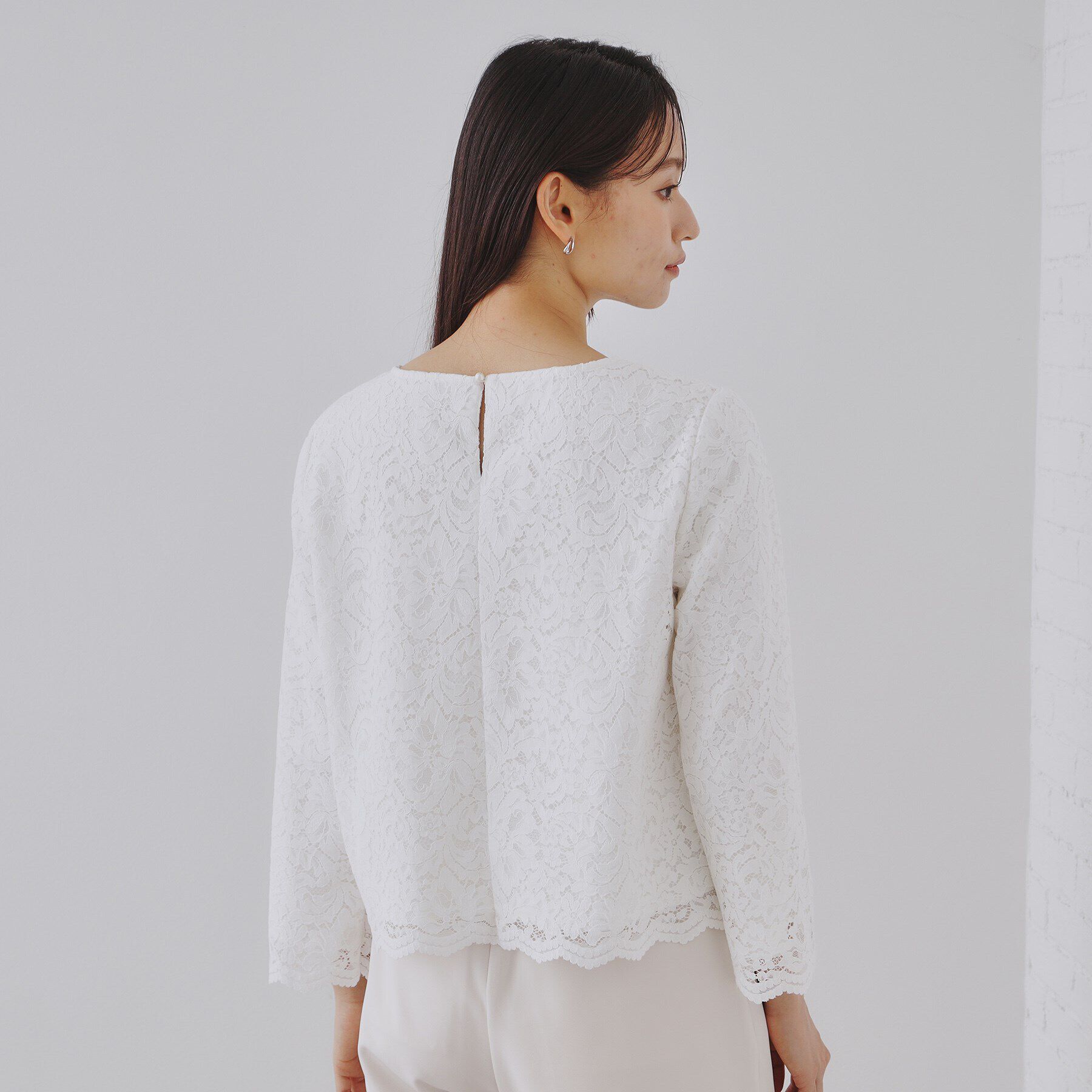 OPAQUE.CLIP「《通勤・セレモニー対応》レースブラウス【洗濯機洗い可】」|シャツ・ブラウス|