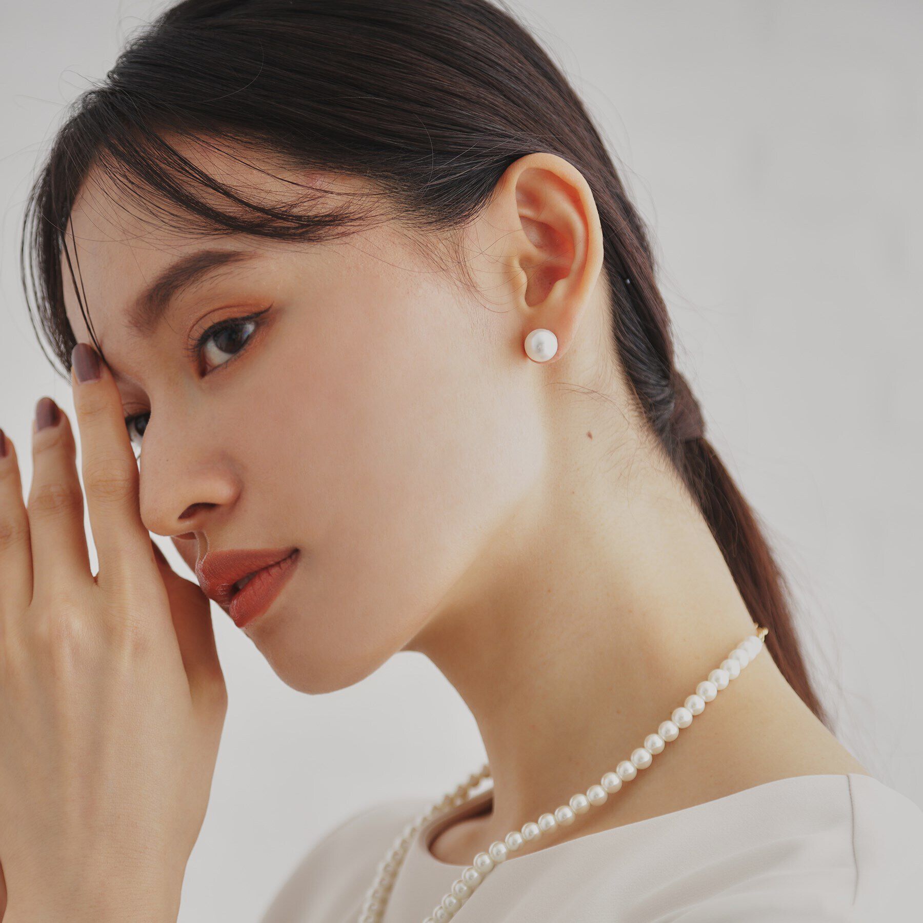 OPAQUE.CLIP「ガラスパールピアス」|ピアス|