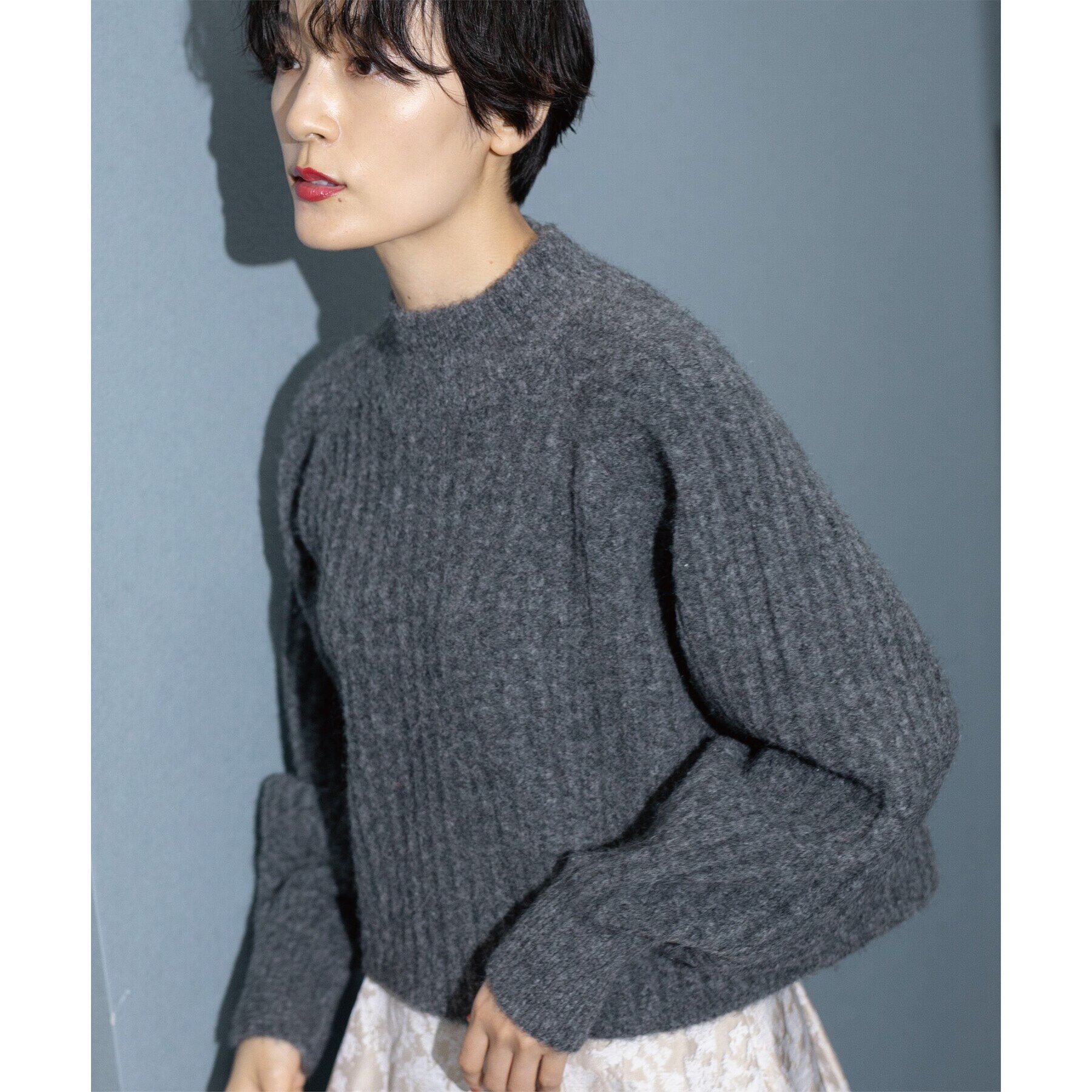 OPAQUE.CLIP「《美人百花掲載》ミドルゲージショートワイドリブニット【洗濯機洗い可】」|ニット・セーター|