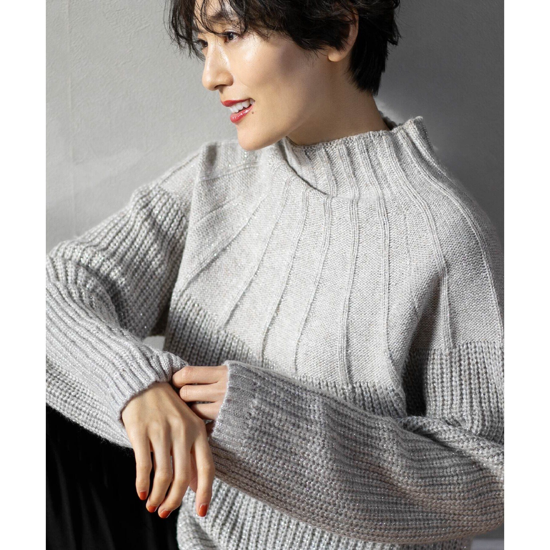 OPAQUE.CLIP「ラメ混ハイネックニット【洗濯機洗い可】」|ニット・セーター|
