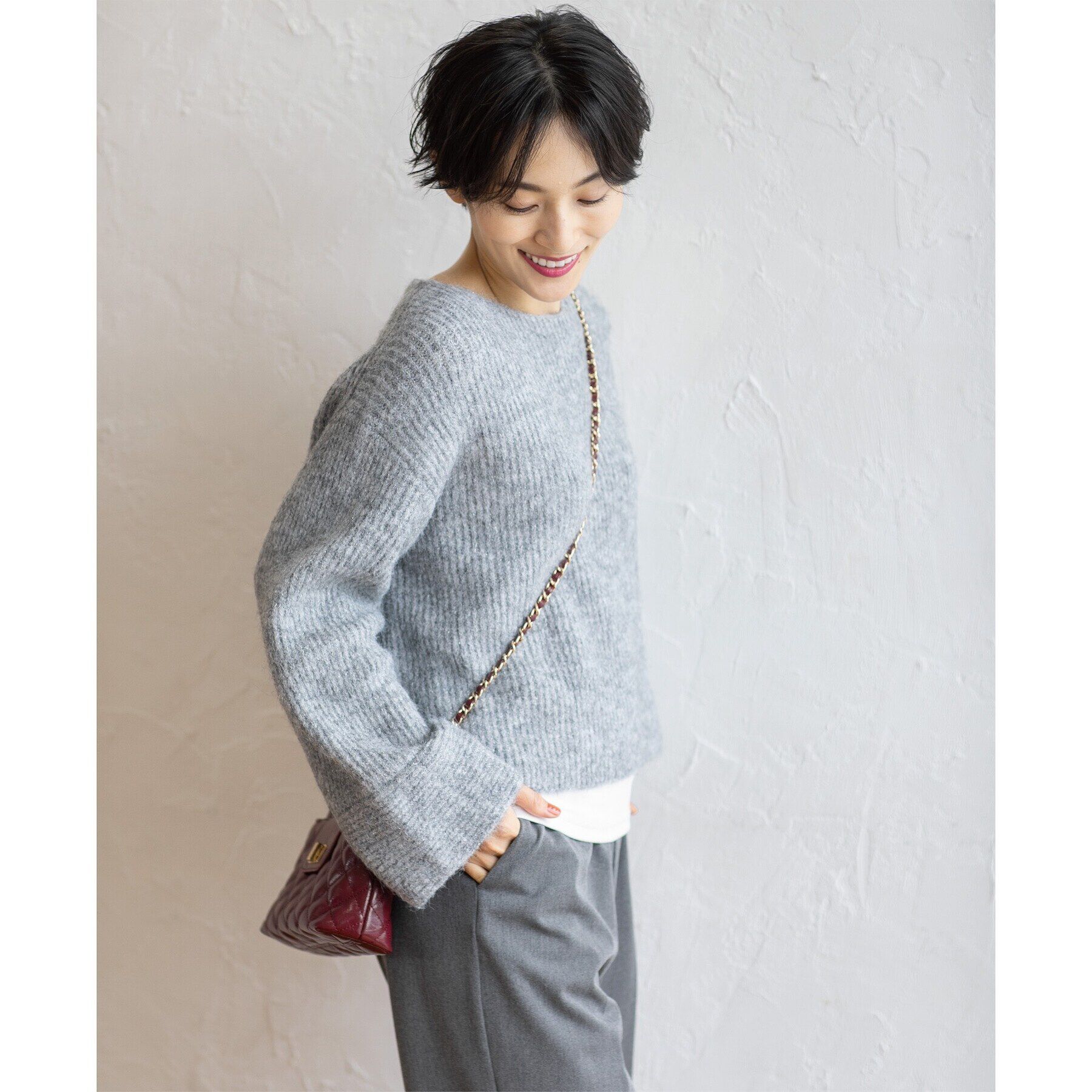 OPAQUE.CLIP「ラメショートミドルゲージニット【洗濯機洗い可】」|ニット・セーター|