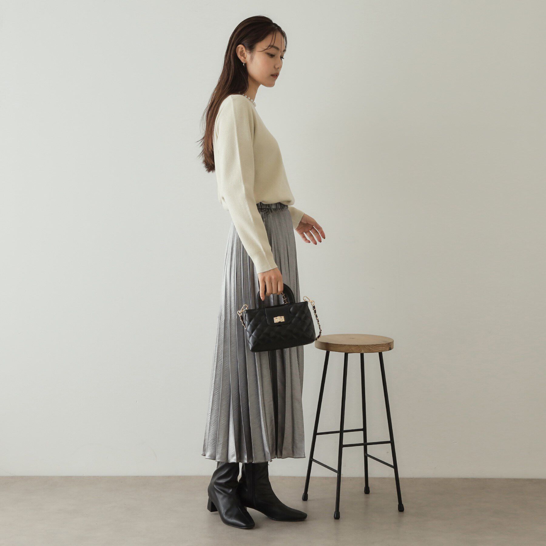 OPAQUE.CLIP「《美人百花掲載》パール調付きラメニット【洗濯機洗い可】」|ニット・セーター|