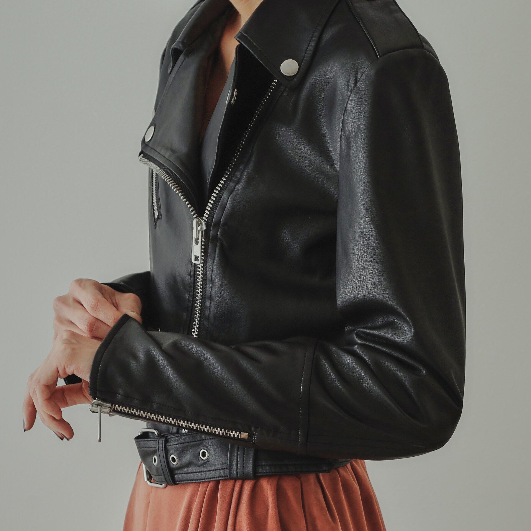 OPAQUE.CLIP「【大草直子さんコラボ】ショート丈ライダースジャケット」|ライダースジャケット|