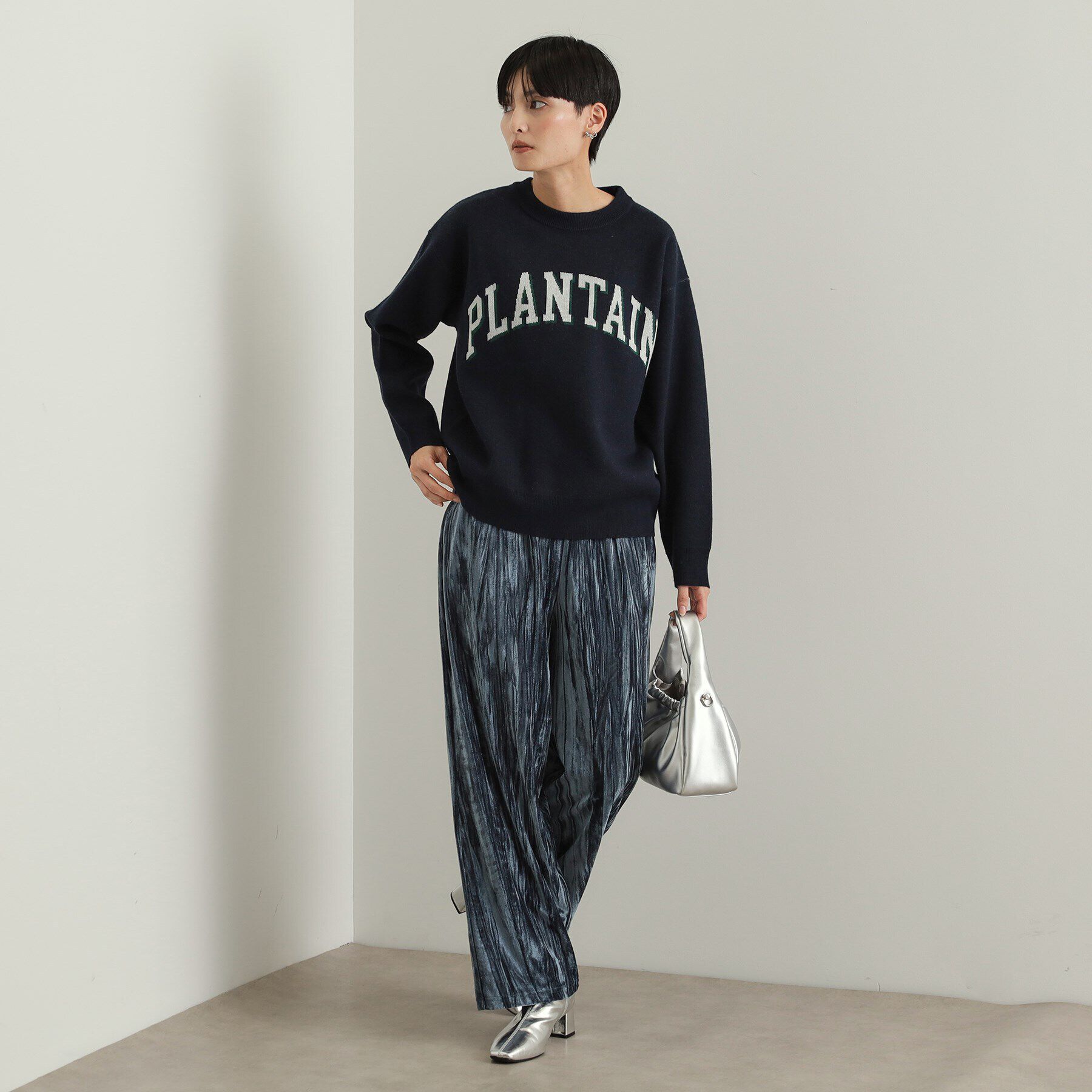 OPAQUE.CLIP「カレッジ風ロゴジャカードニット【洗濯機洗い可】」|ニット・セーター|