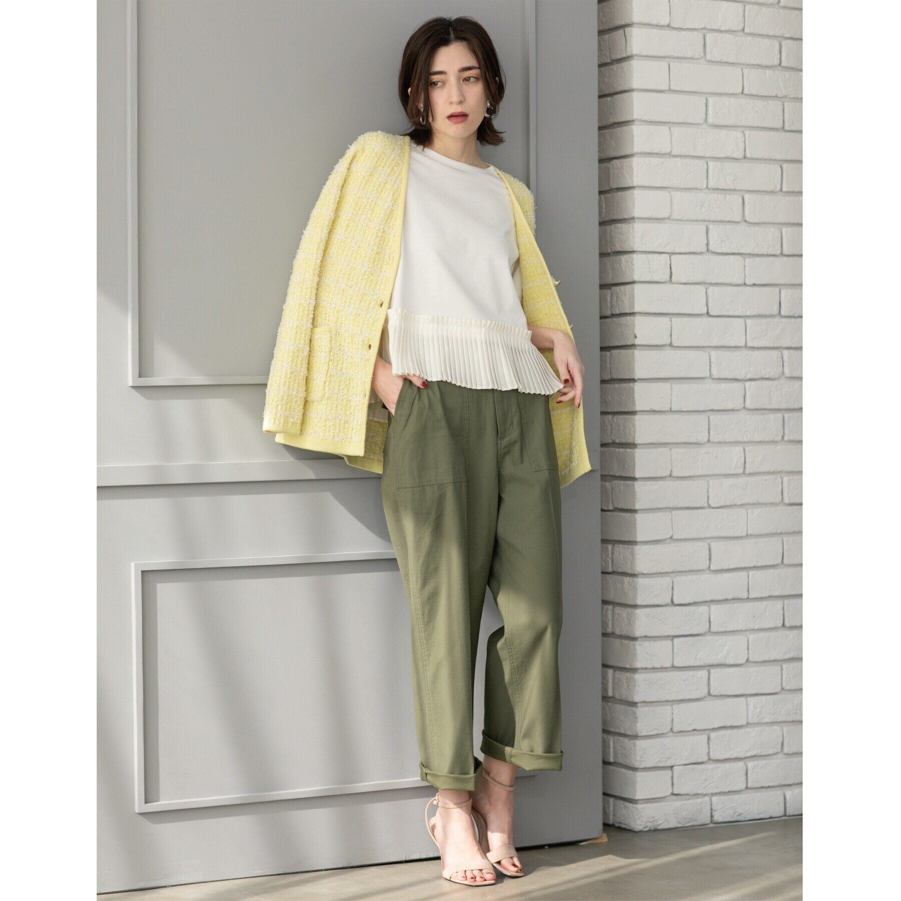 OPAQUE.CLIP「ツイードライクVニットカーディガン【洗濯機洗い可】」|カーディガン|