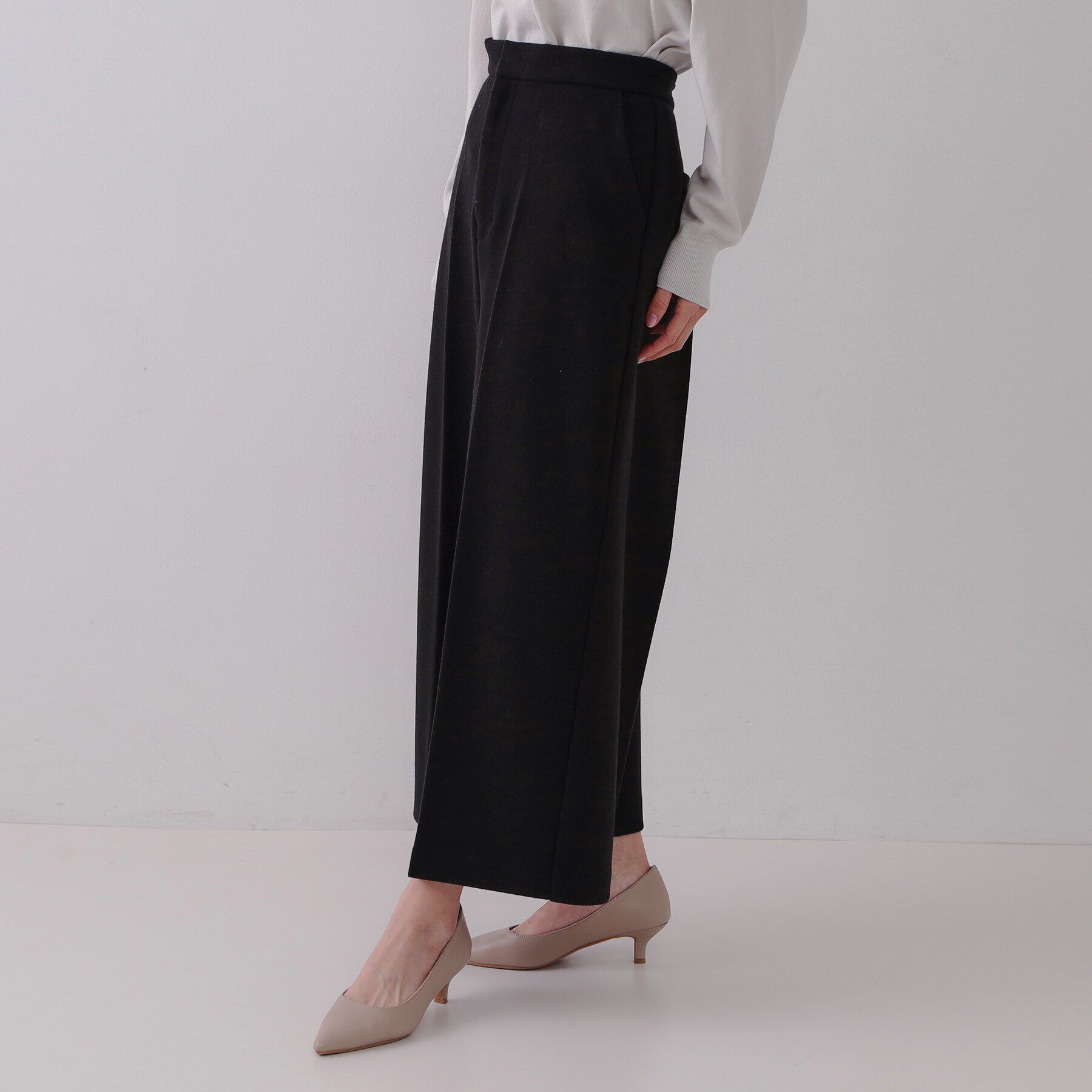 OPAQUE.CLIP「ウールライクストレッチ ワイドクロップドパンツ【洗濯機洗い可】」|その他|