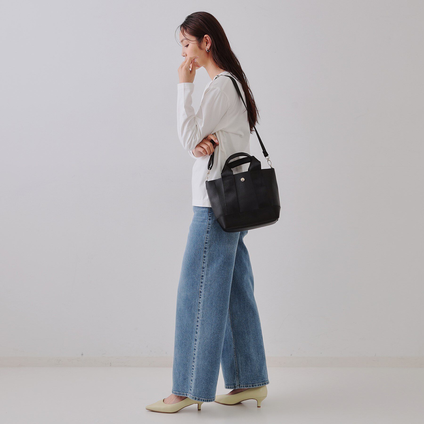 OPAQUE.CLIP「【2WAY】シュリンク合皮コンビミドルショルダーバッグ」|ショルダー・メッセンジャー|