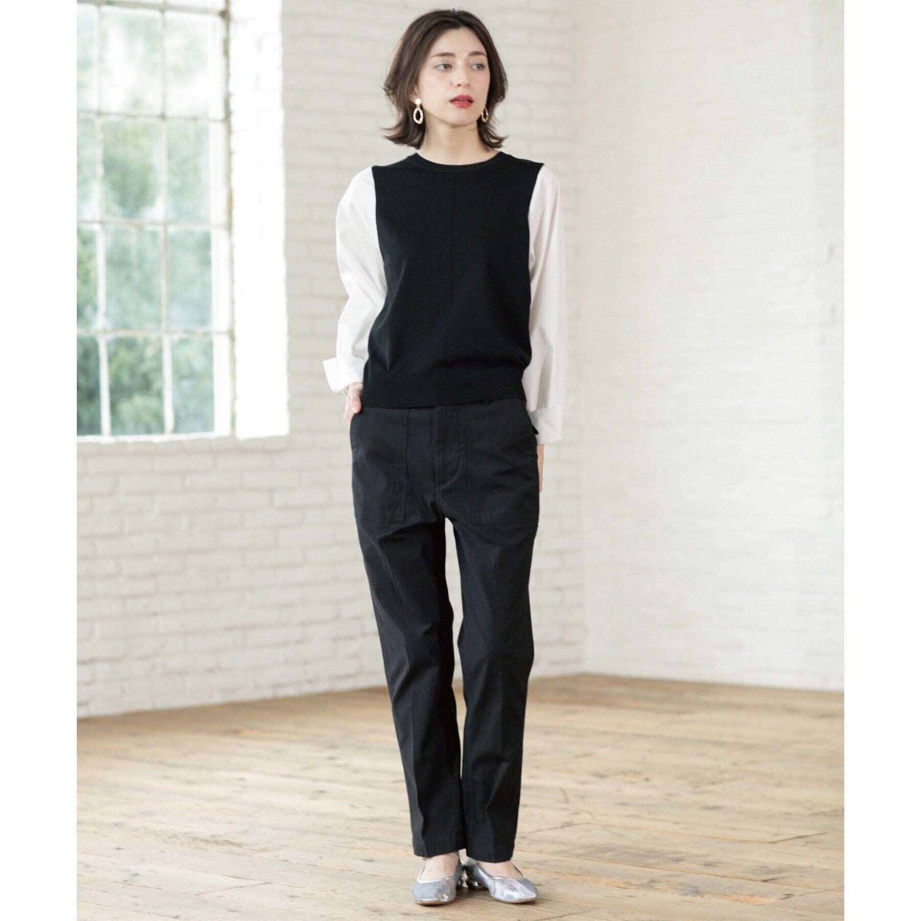 OPAQUE.CLIP「フハクボリュームスリーブドッキングニット【洗濯機洗い可】」|ニット・セーター|