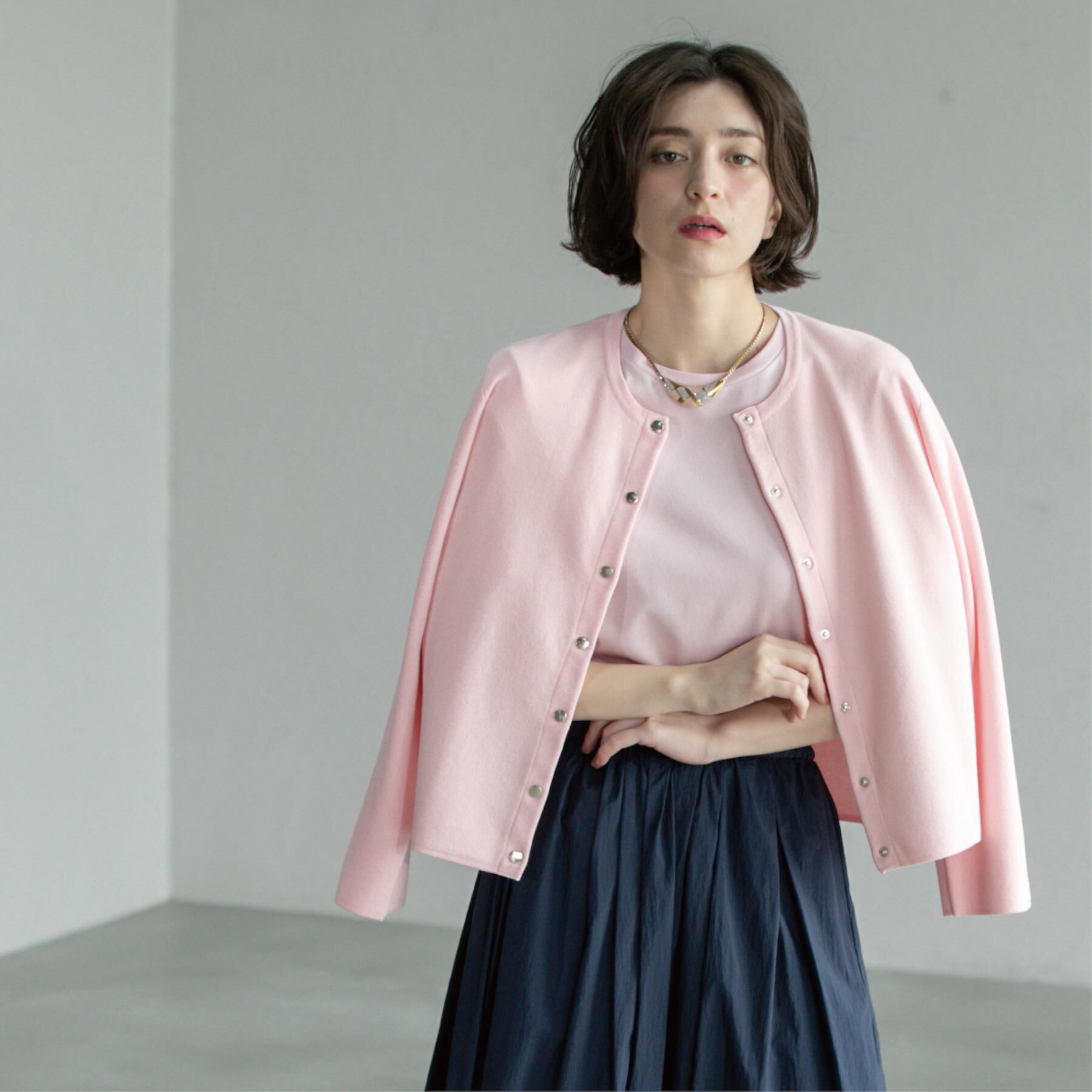 OPAQUE.CLIP「スナップボタンショートニットカーディガン【洗濯機洗い可】」|カーディガン|