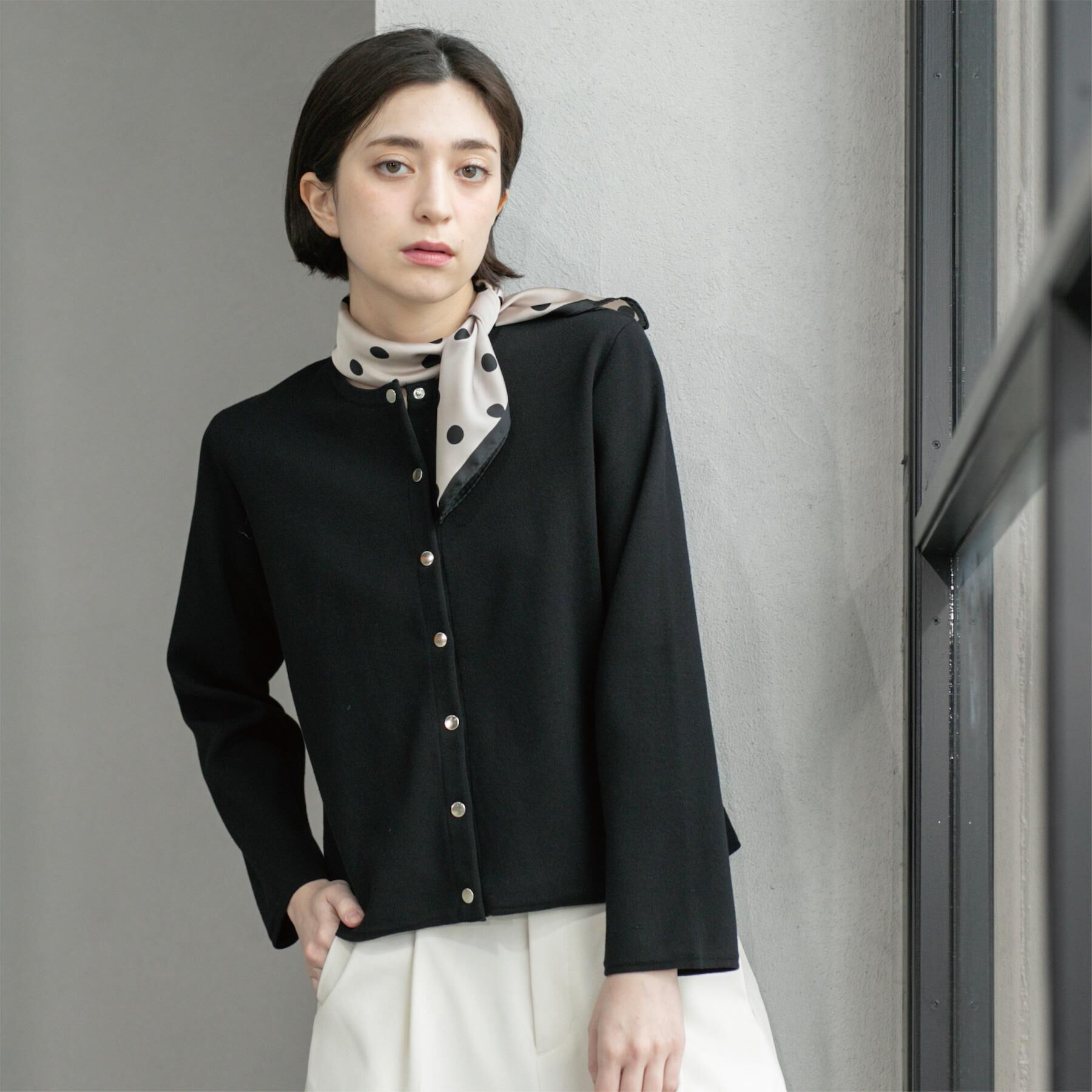 OPAQUE.CLIP「スナップボタンショートニットカーディガン【洗濯機洗い可】」|カーディガン|