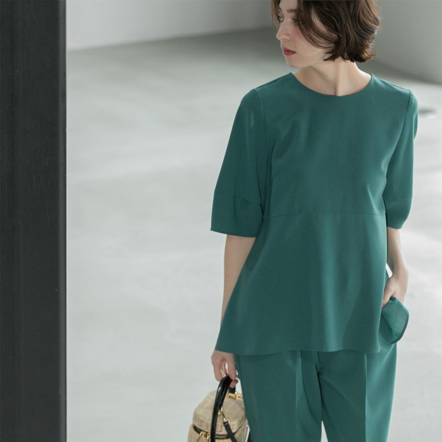 OPAQUE.CLIP「《6色展開》ストレッチペプラムブラウス/セットアップ対応【洗濯機洗い可/防シワ】」|シャツ・ブラウス|