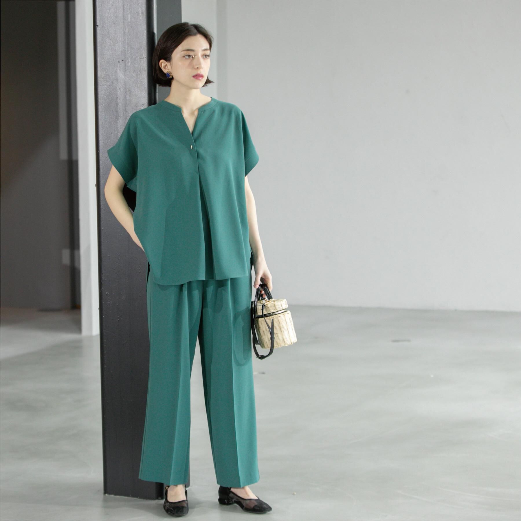 OPAQUE.CLIP「《7色展開/SS-LLサイズ》ストレッチスキッパーブラウス/セットアップ対応【洗濯機洗い可/防シワ】」|シャツ・ブラウス|