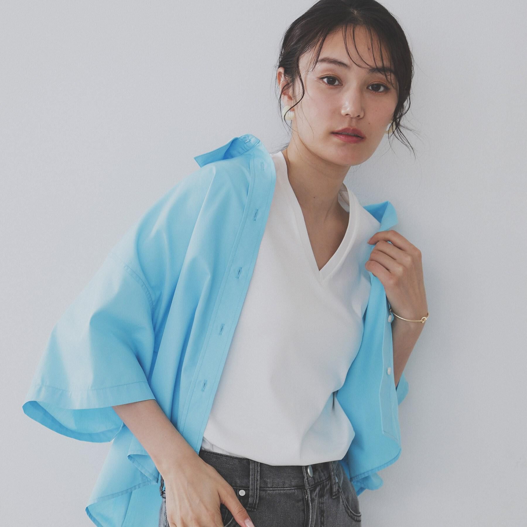 OPAQUE.CLIP「《5色展開/SS-LLサイズ》VネックベーシックTシャツ【接触冷感/洗濯機洗い可】」|Tシャツ・カットソー|