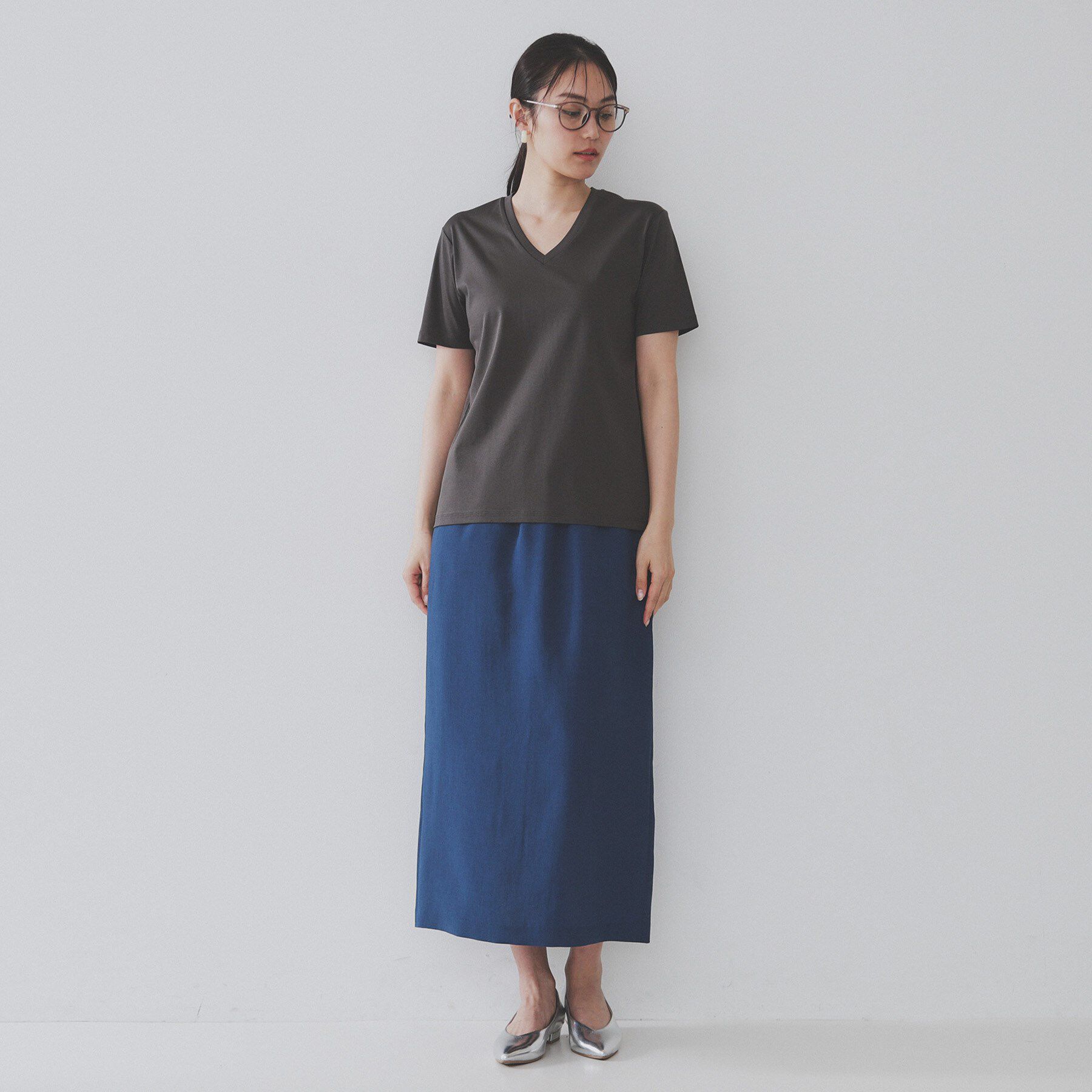 OPAQUE.CLIP「《5色展開/SS-LLサイズ》VネックベーシックTシャツ【接触冷感/洗濯機洗い可】」|Tシャツ・カットソー|