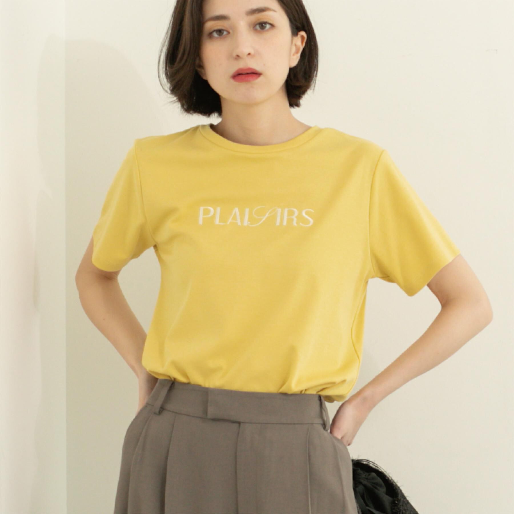 OPAQUE.CLIP「刺繍＆スパンコールロゴTシャツ【洗濯機洗い可】」|Tシャツ・カットソー|
