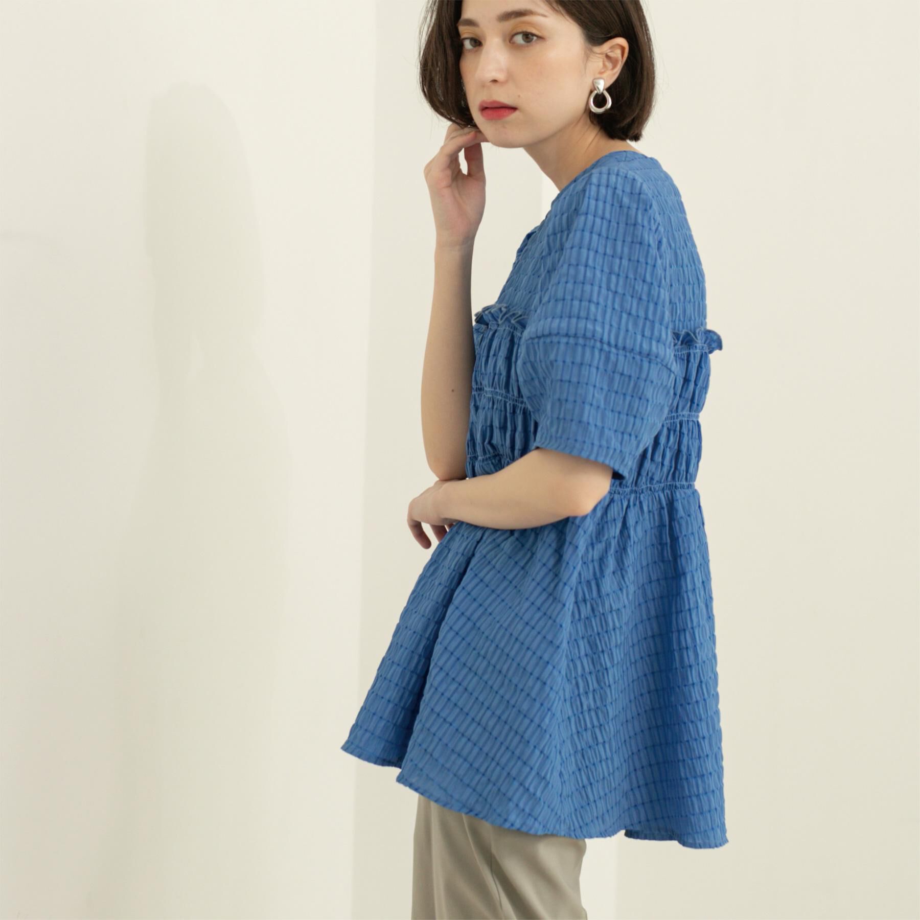 OPAQUE.CLIP「シャーリングペプラムブラウス【洗濯機洗い可】」|シャツ・ブラウス|