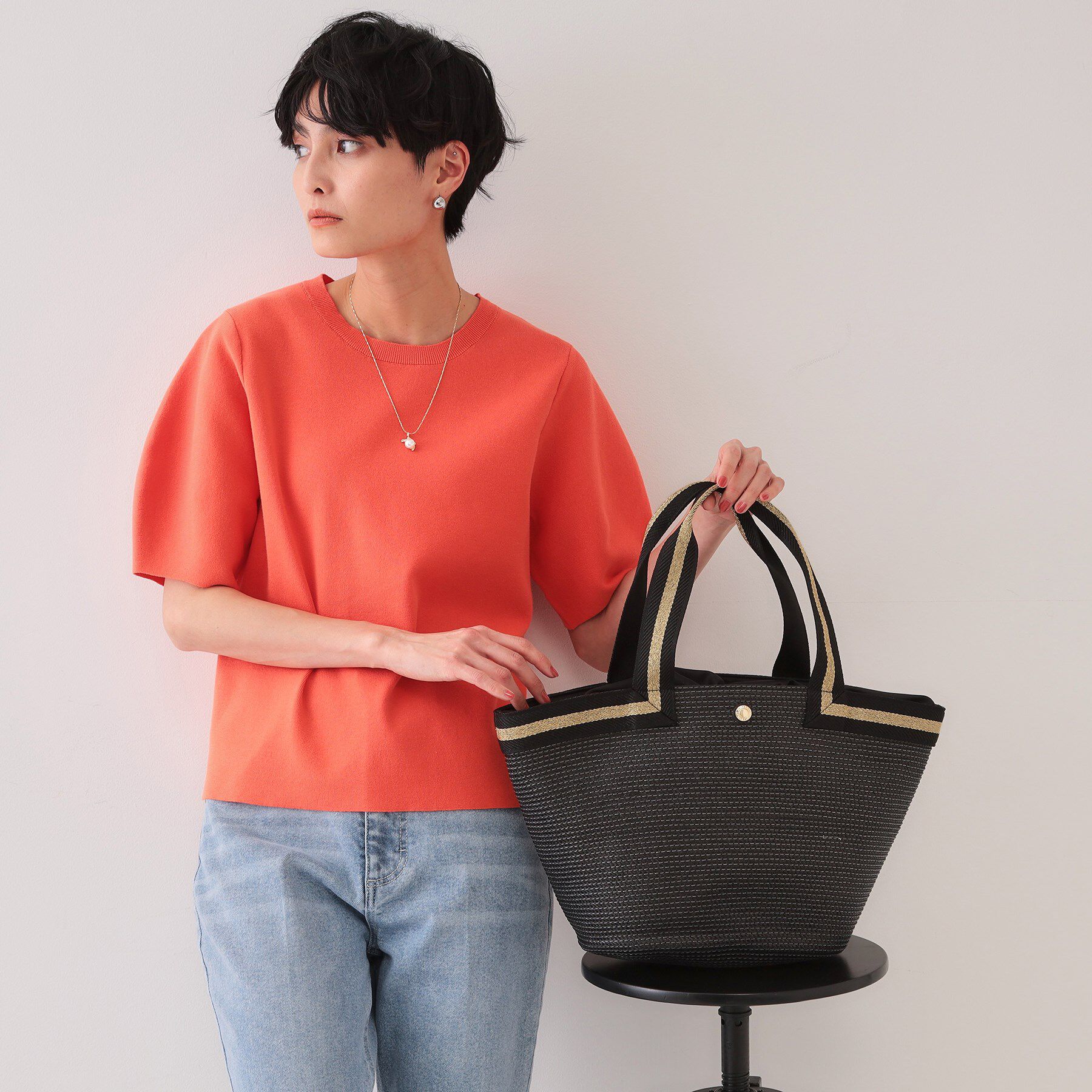 OPAQUE.CLIP「バスケット調デザインテープトートバッグ」|トートバッグ|