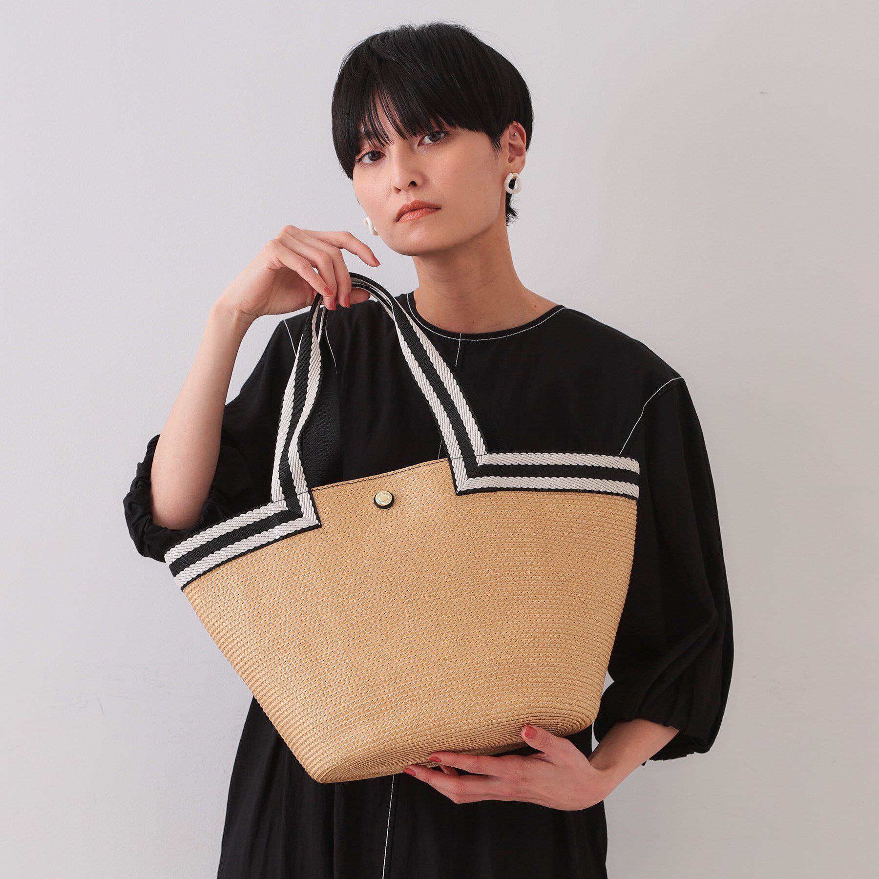 OPAQUE.CLIP「バスケット調デザインテープトートバッグ」|トートバッグ|ベージュ(052)