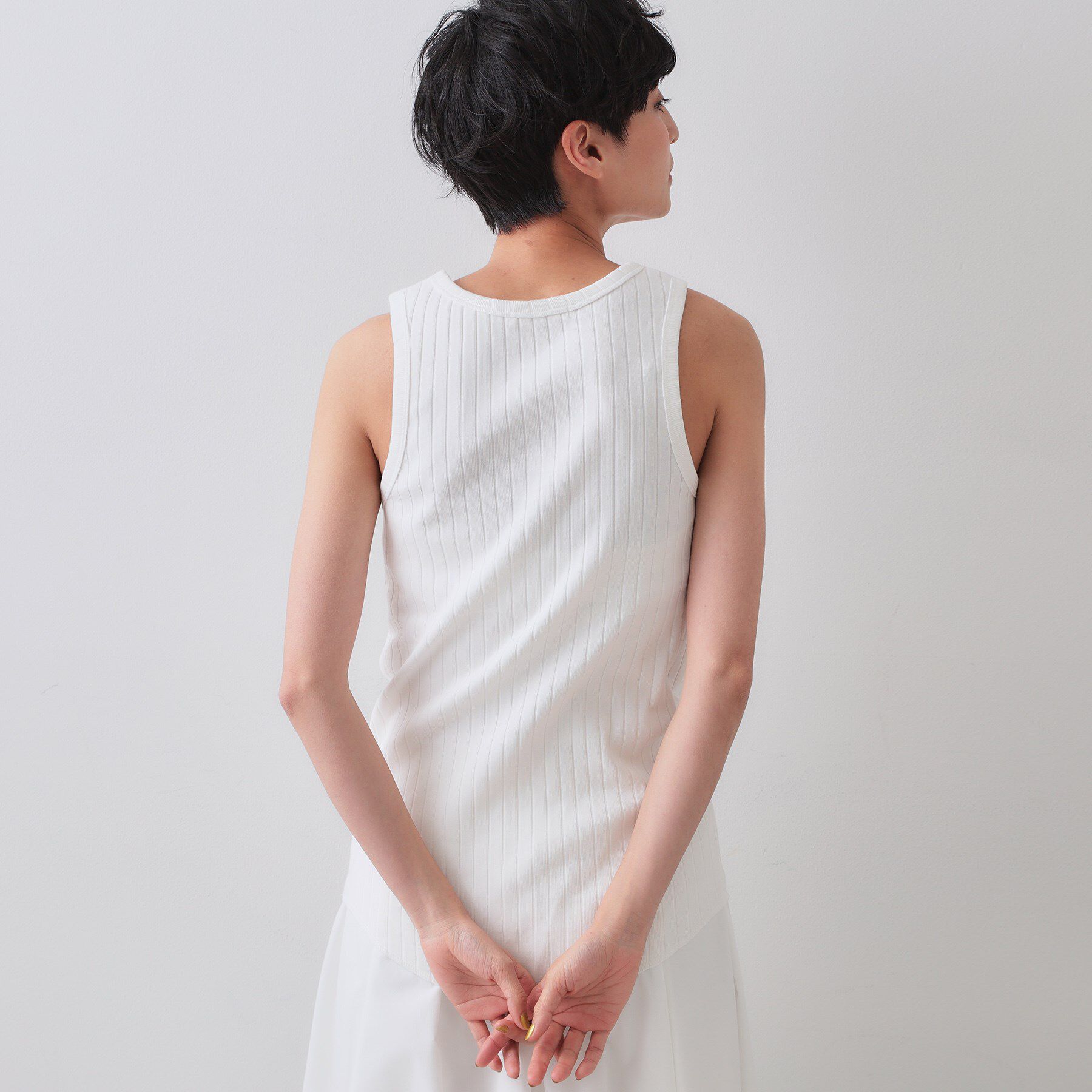 OPAQUE.CLIP「ワイドリブタンクトップ【洗濯機洗い可】」|キャミソール|