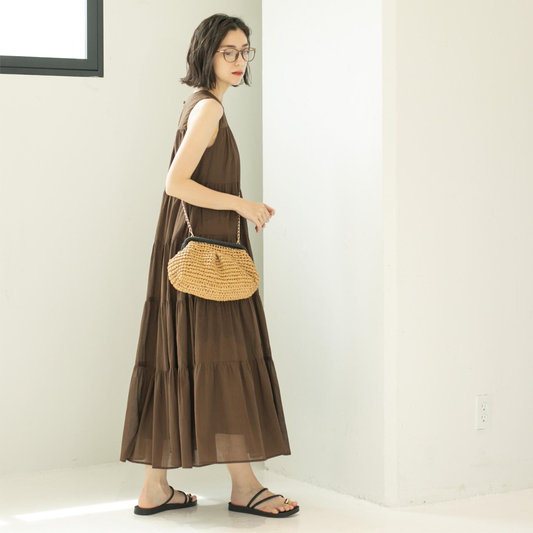 OPAQUE.CLIP「《Can Cam掲載》ティアードマキシドレス/オーガニックコットン混【洗濯機洗い可】」|ワンピース|