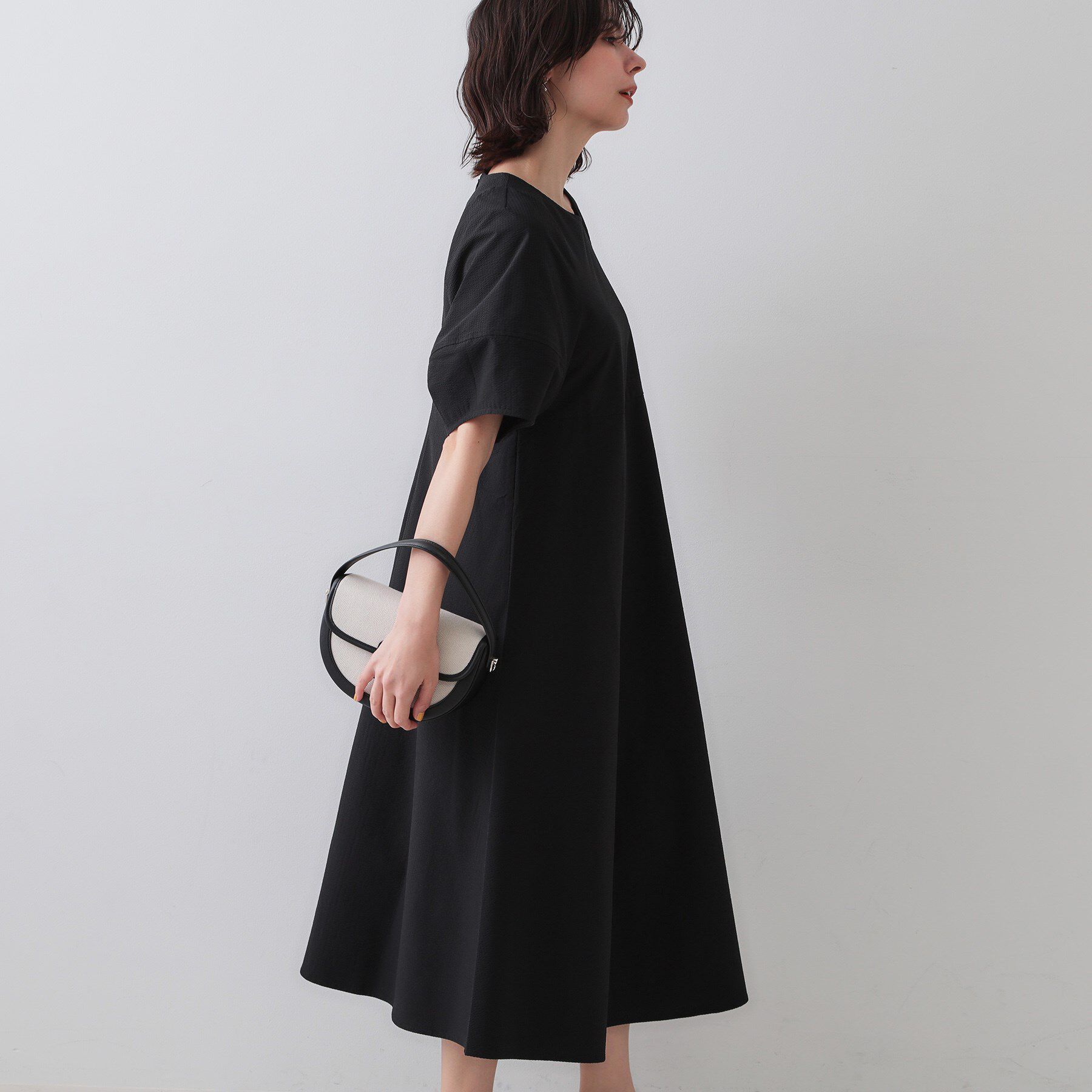 OPAQUE.CLIP「サッカーストライプワンピース【吸水速乾/イージーアイロン/洗濯機洗い可】」|ワンピース|