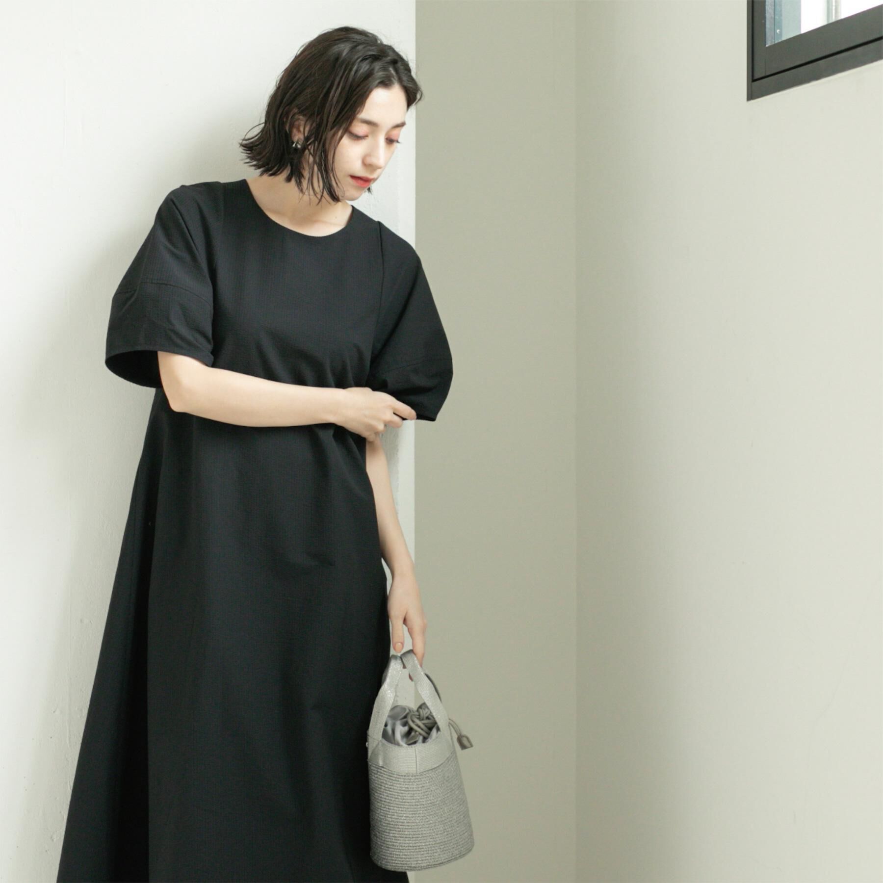 OPAQUE.CLIP「サッカーストライプワンピース【吸水速乾/イージーアイロン/洗濯機洗い可】」|ワンピース|