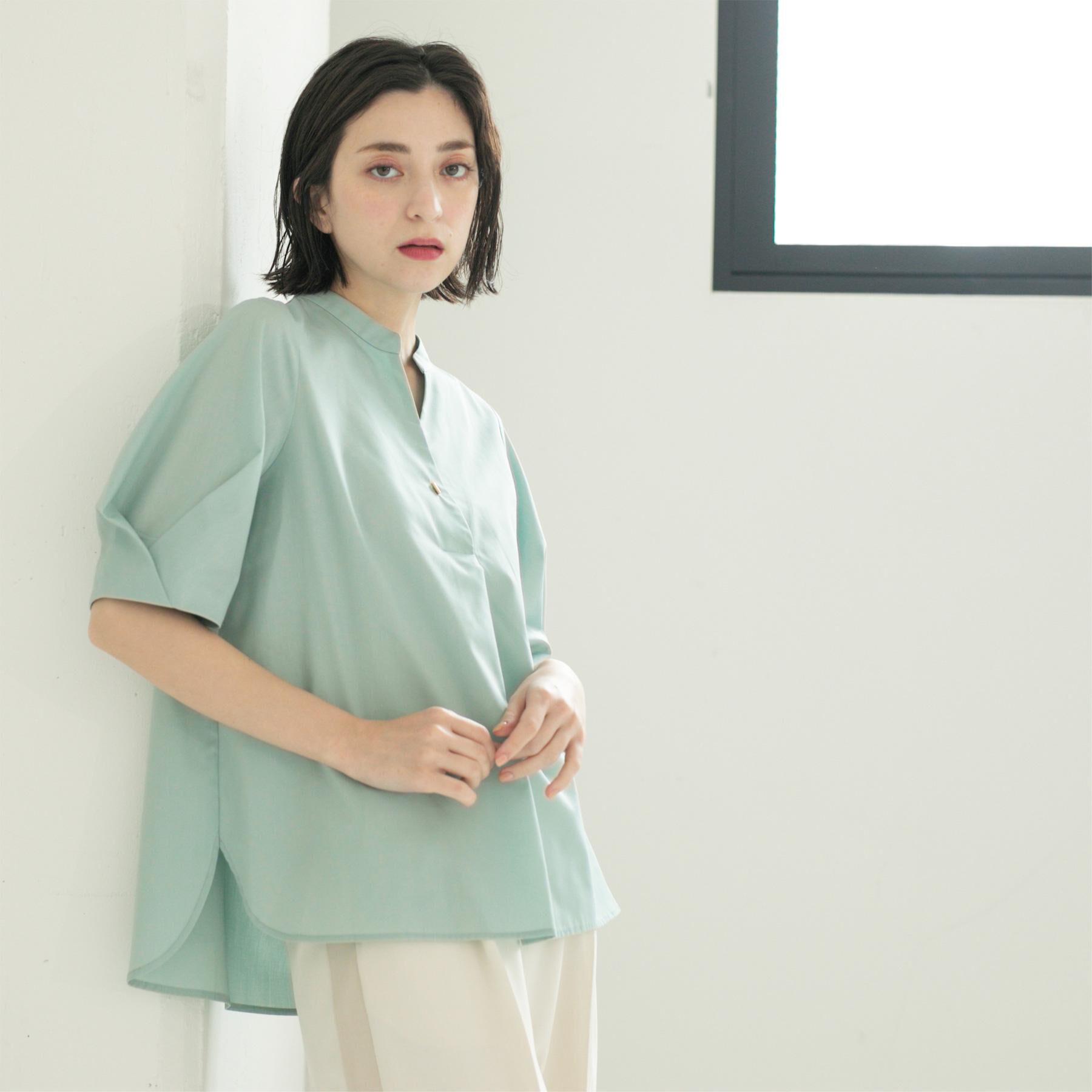 OPAQUE.CLIP「スキッパータックスリーブブラウス【洗濯機洗い可】」|シャツ・ブラウス|