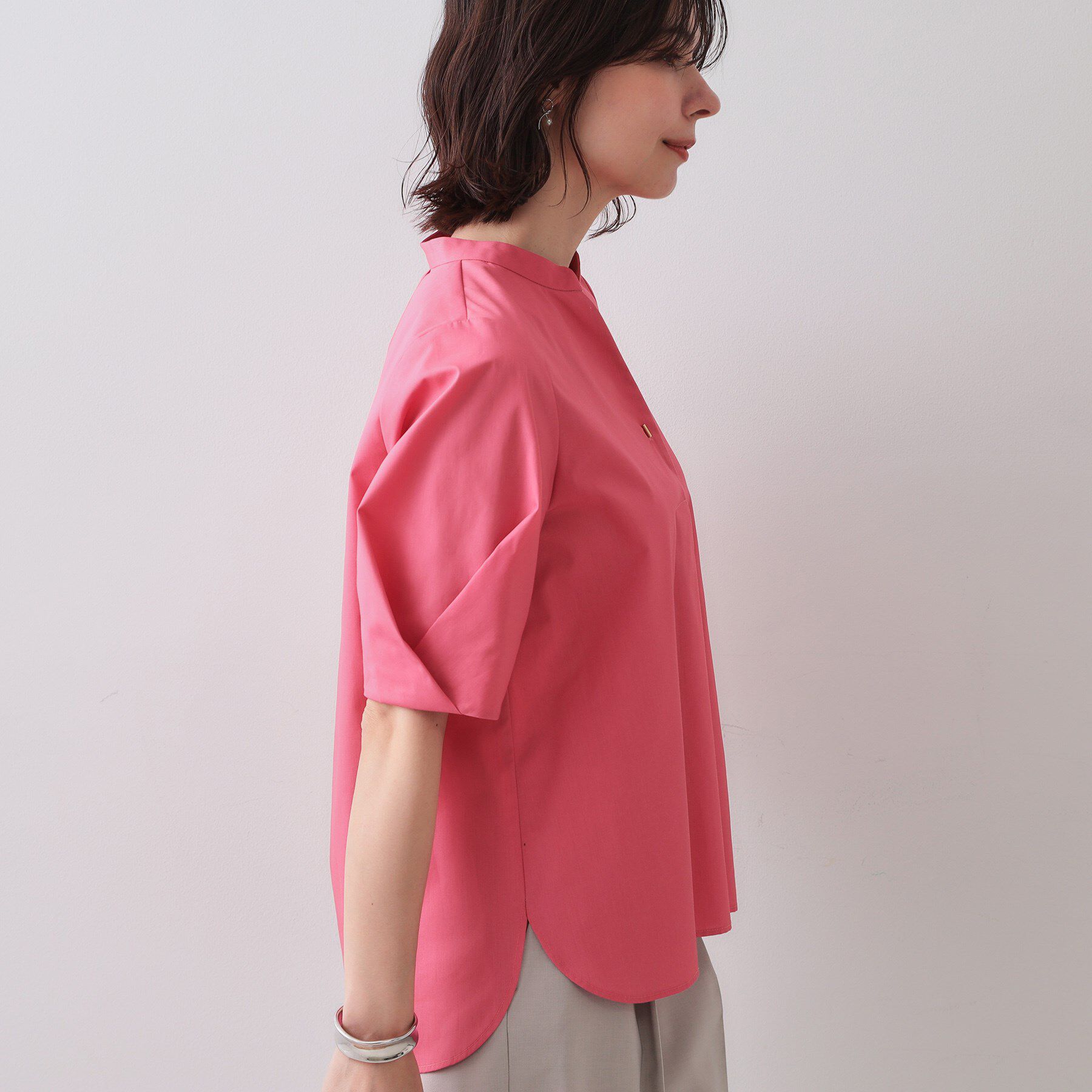 OPAQUE.CLIP「スキッパータックスリーブブラウス【洗濯機洗い可】」|シャツ・ブラウス|