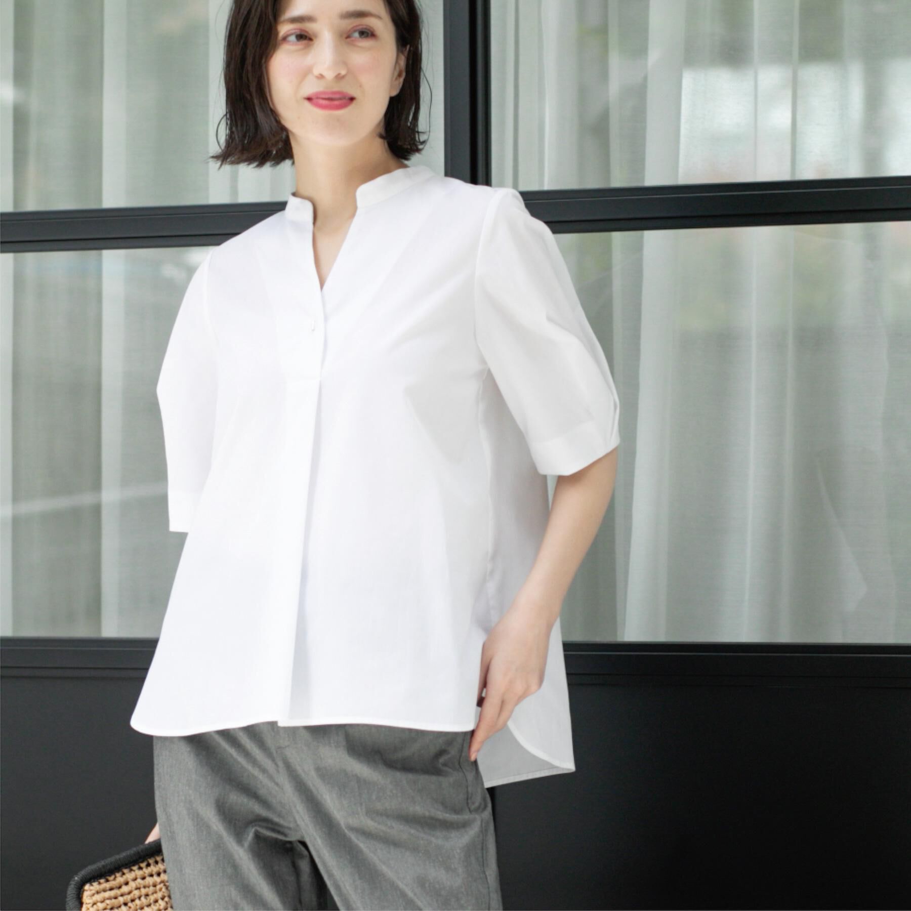 OPAQUE.CLIP「スキッパータックスリーブブラウス【洗濯機洗い可】」|シャツ・ブラウス|
