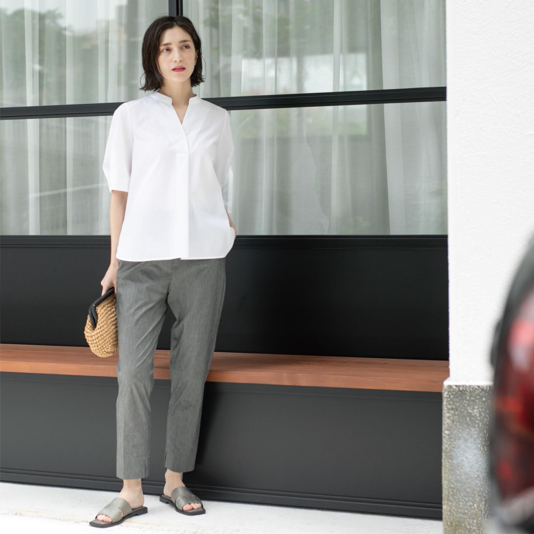 OPAQUE.CLIP「スキッパータックスリーブブラウス【洗濯機洗い可】」|シャツ・ブラウス|