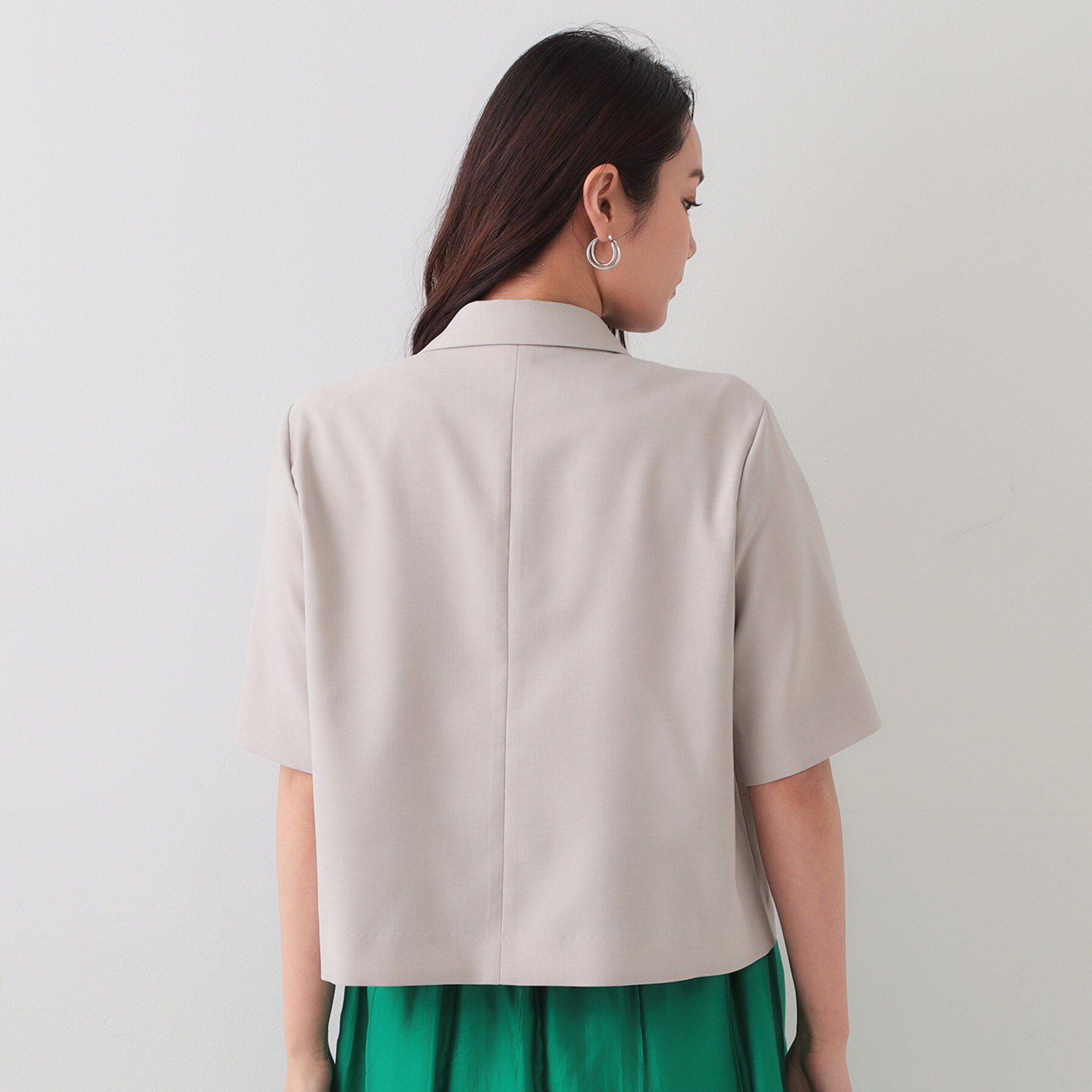 OPAQUE.CLIP「ストレッチリネンライクショートテーラードジャケット【UV/洗濯機洗い可/抗ピル】」|テーラードジャケット|